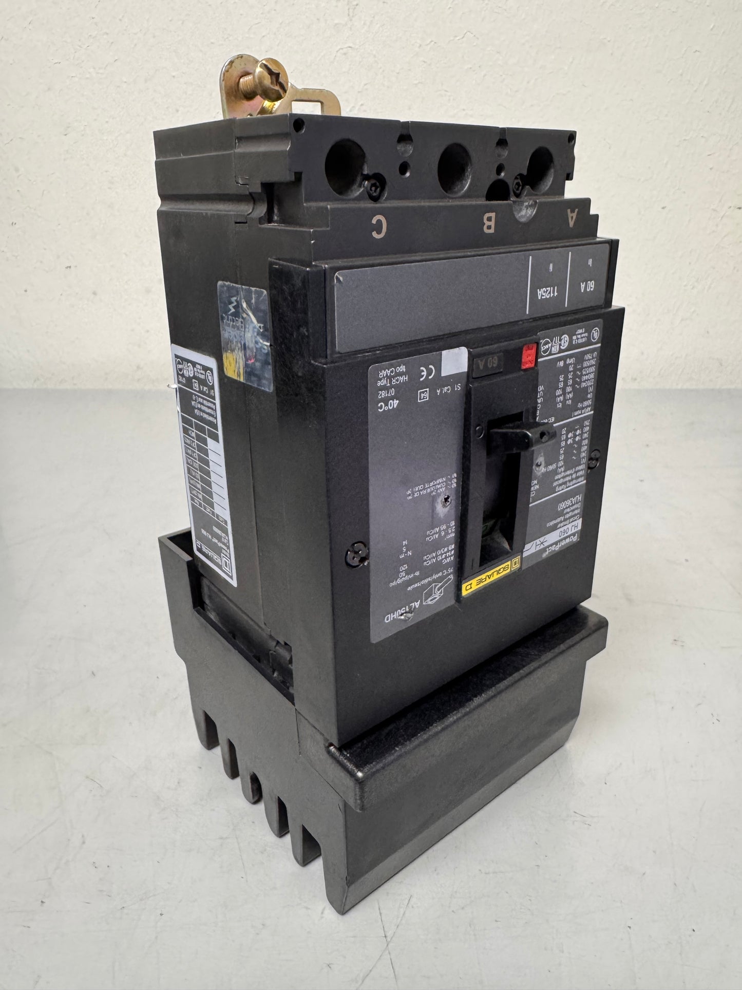 Used Square D HJA36060 60 Amp, 3 Pole, 600 Volt Breaker