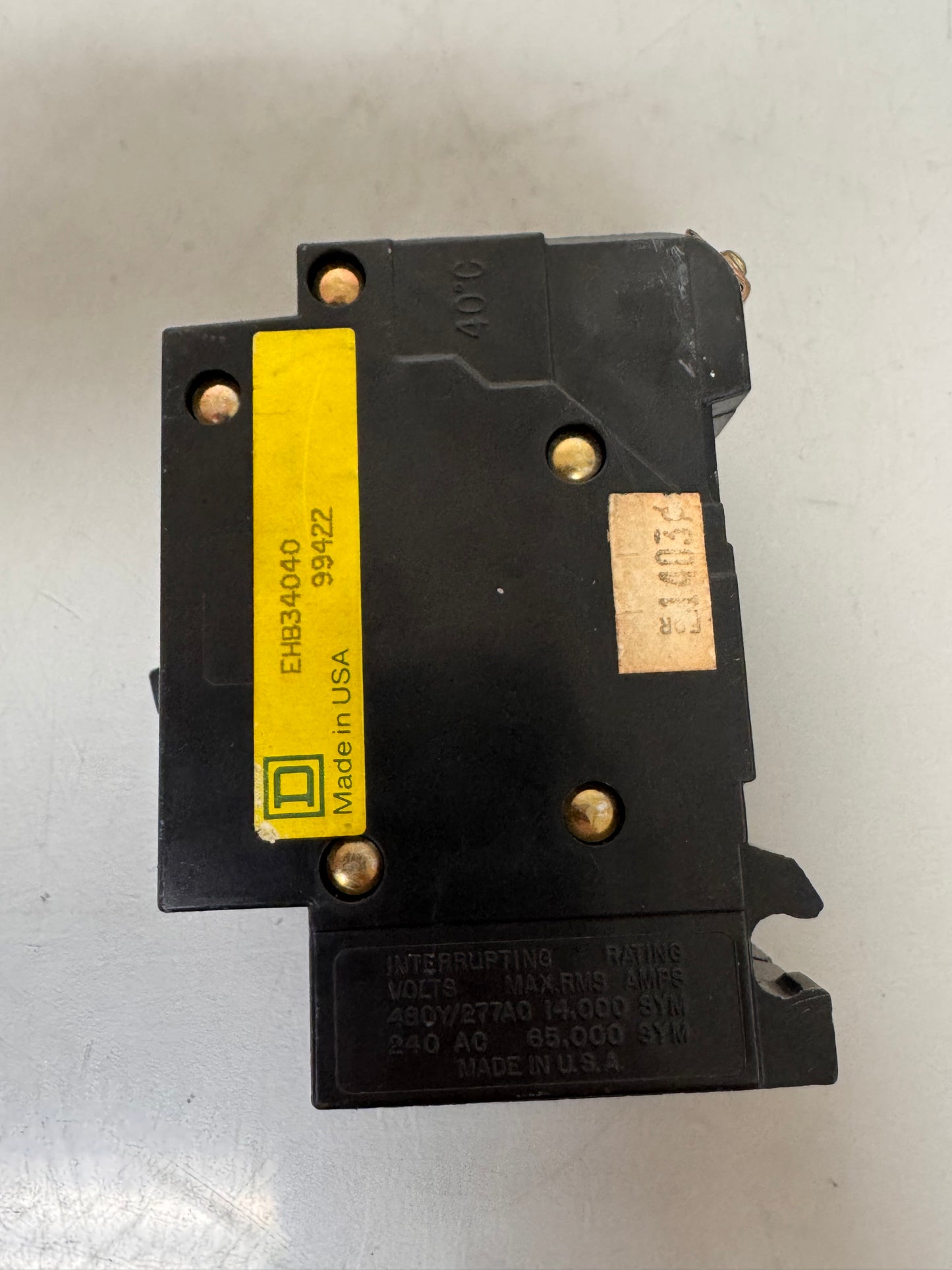 New Square D EHB34040 40 Amp, 3 Pole, 480 Volt Breaker