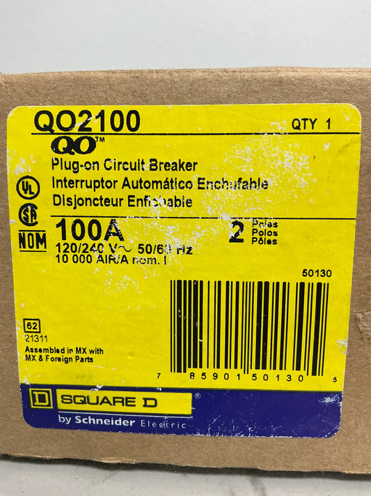 New Square D QO2100 2 Poles, 100 Amps, 240 Volts
