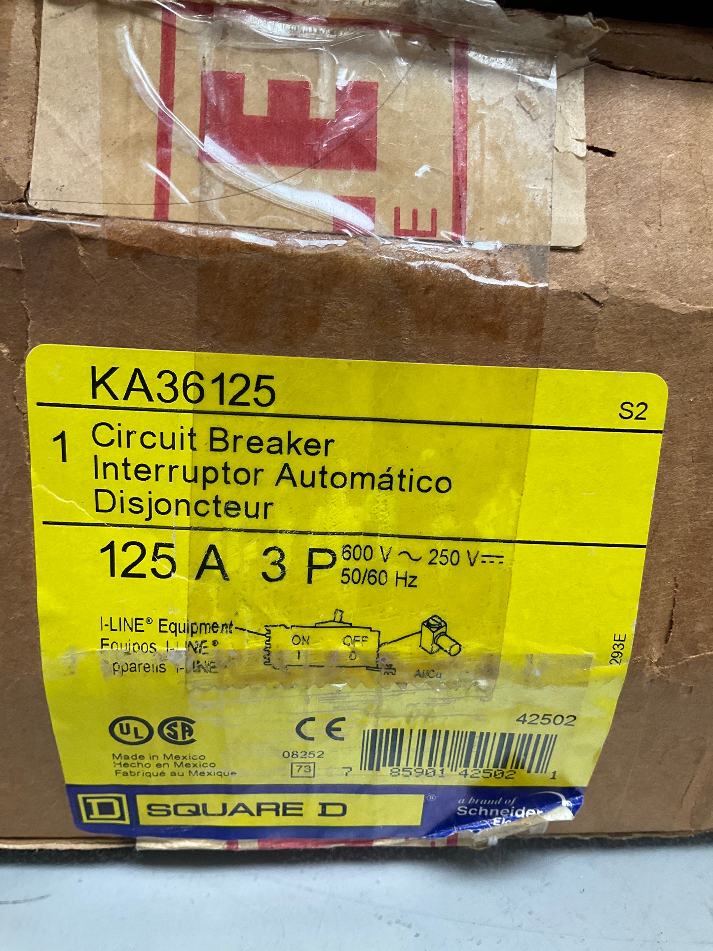 New Square D KA36125 3 Pole, 125 Amps, 600 Volts