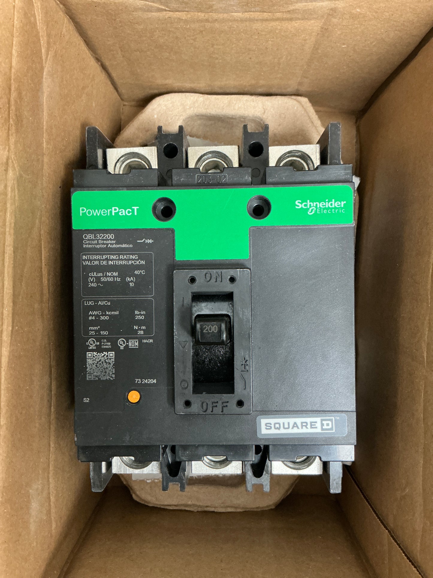 New Square D QBL32200 3 Pole, 200 Amps, 240 Volts