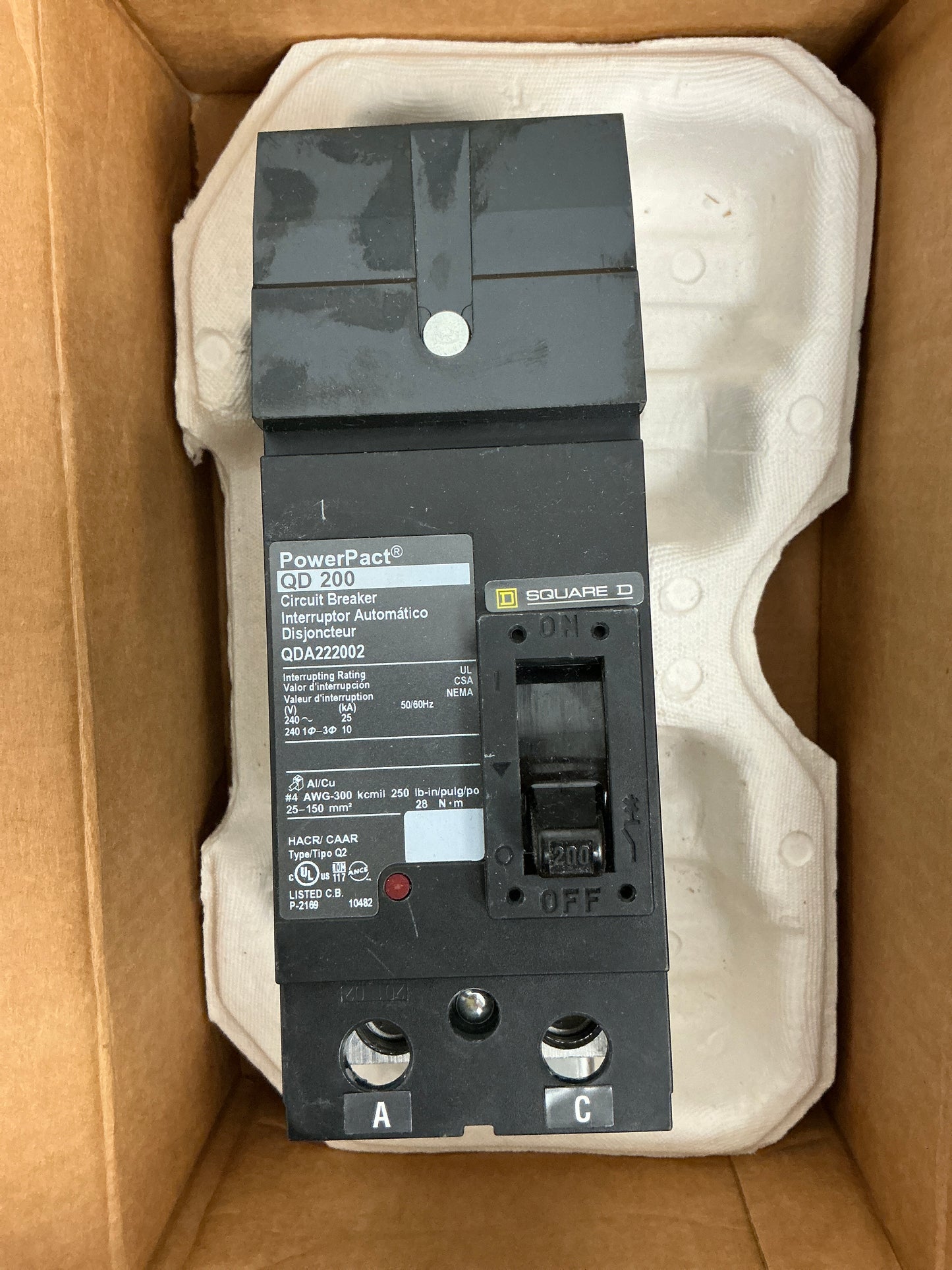 New Square D QDA222002 2 Pole, 200 Amps, 240 Volts