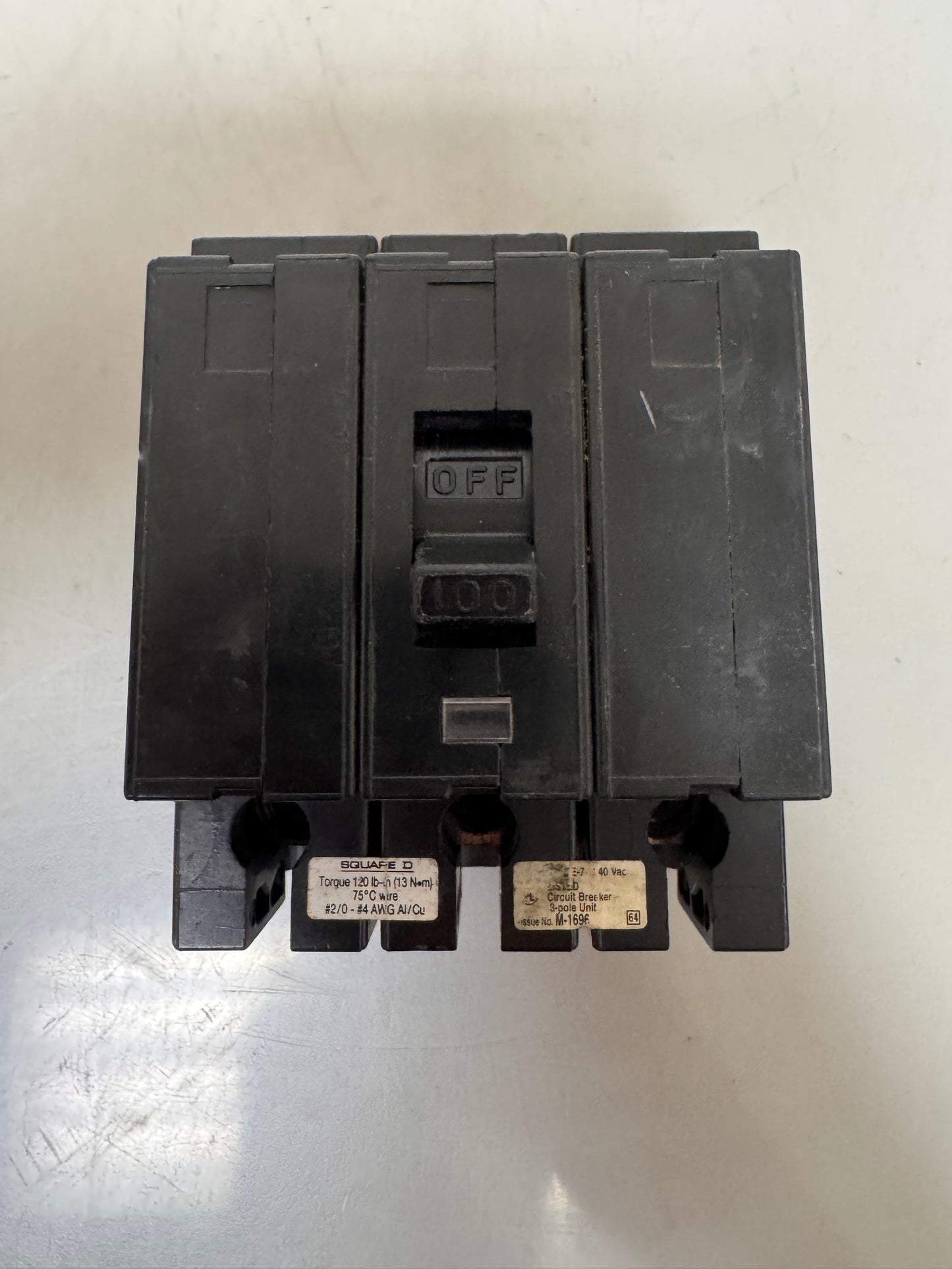Used Square D QE3100VH 100 Amp, 3 Pole, 480 Volt Breaker