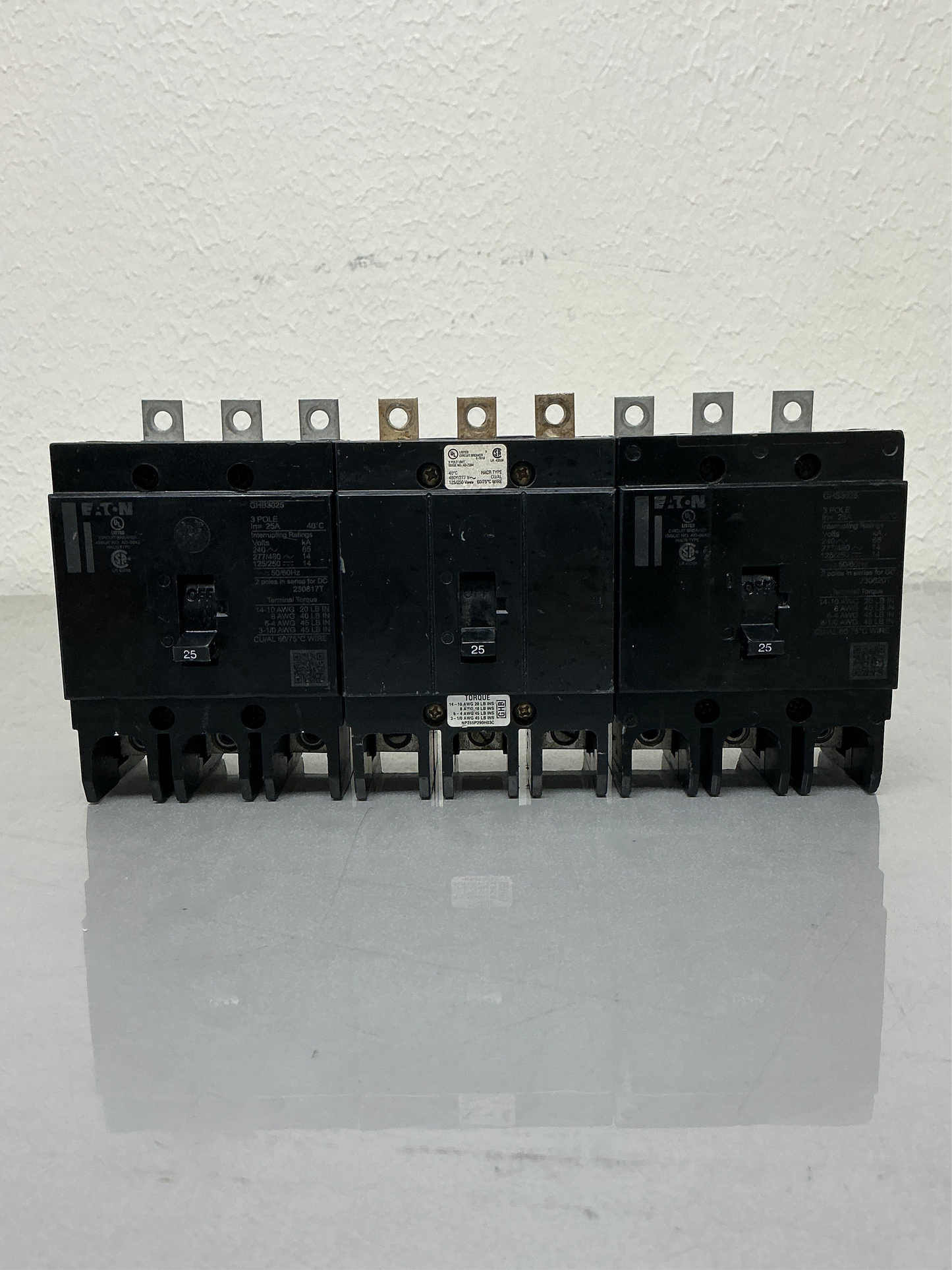 Used Eaton GHB3025 25 Amp, 3 Pole, 480 Volt Breaker