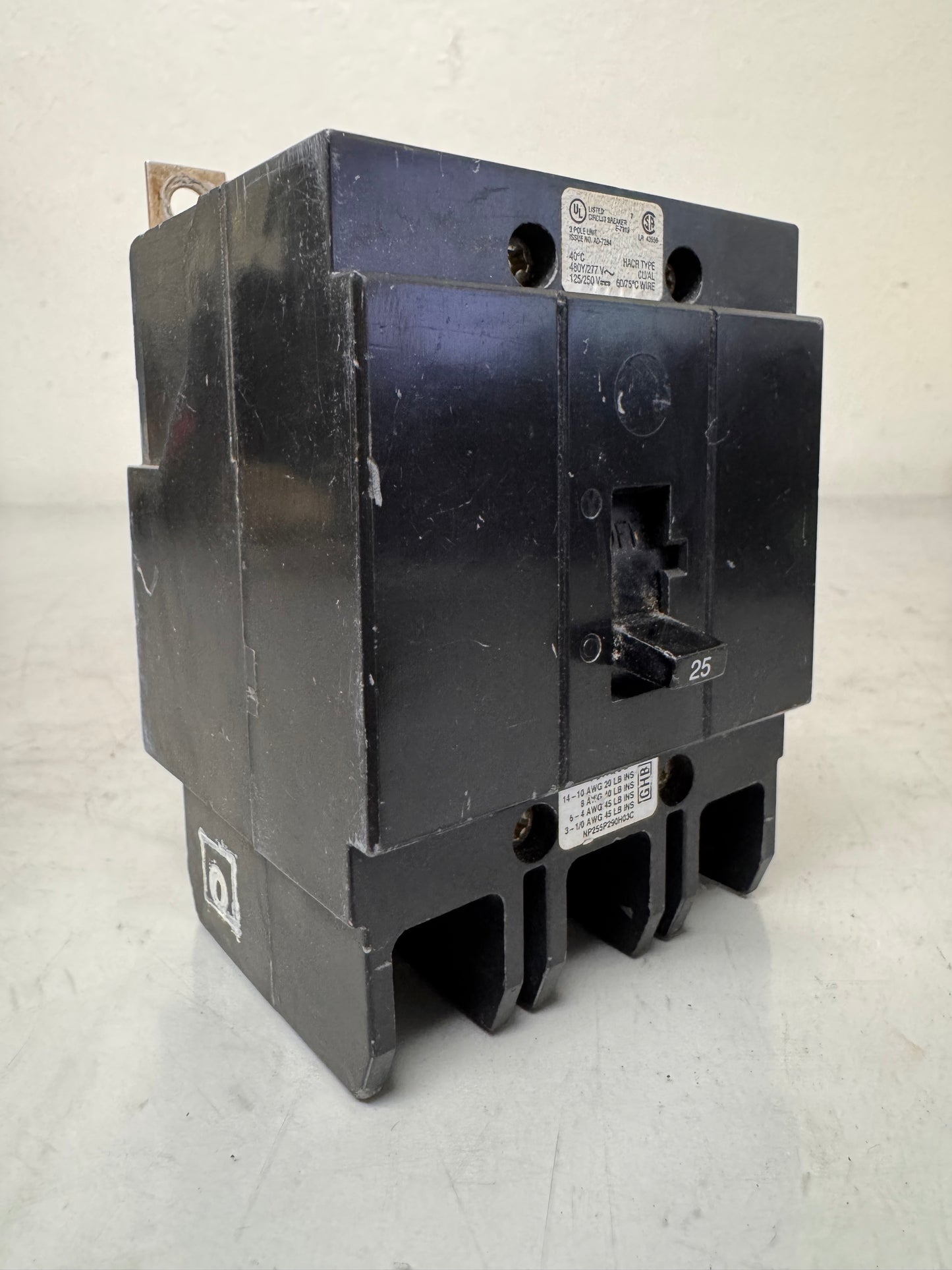 Used Cutler Hammer GHB3025 25 Amp, 3 Pole, 480 Volt Breaker