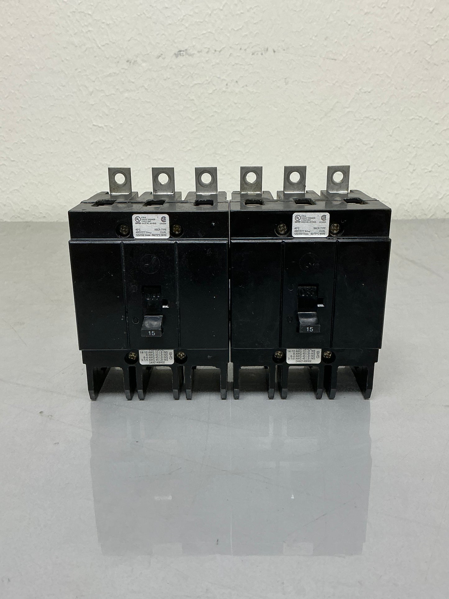 Used Eaton GHB3015 15 Amp, 3 Pole, 480 Volt Breaker