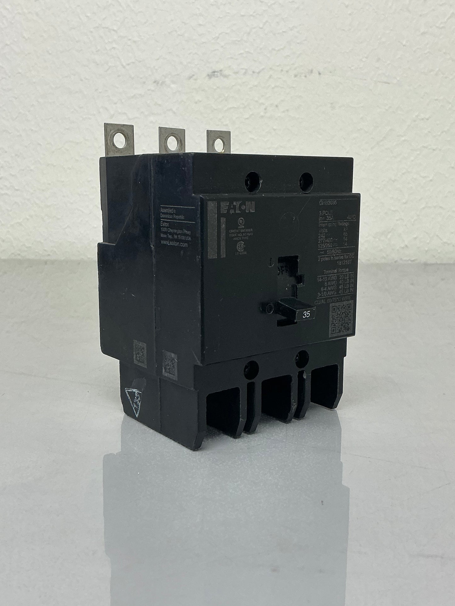 Used Eaton GHB3035 35 Amp, 3 Pole, 480 Volt Breaker
