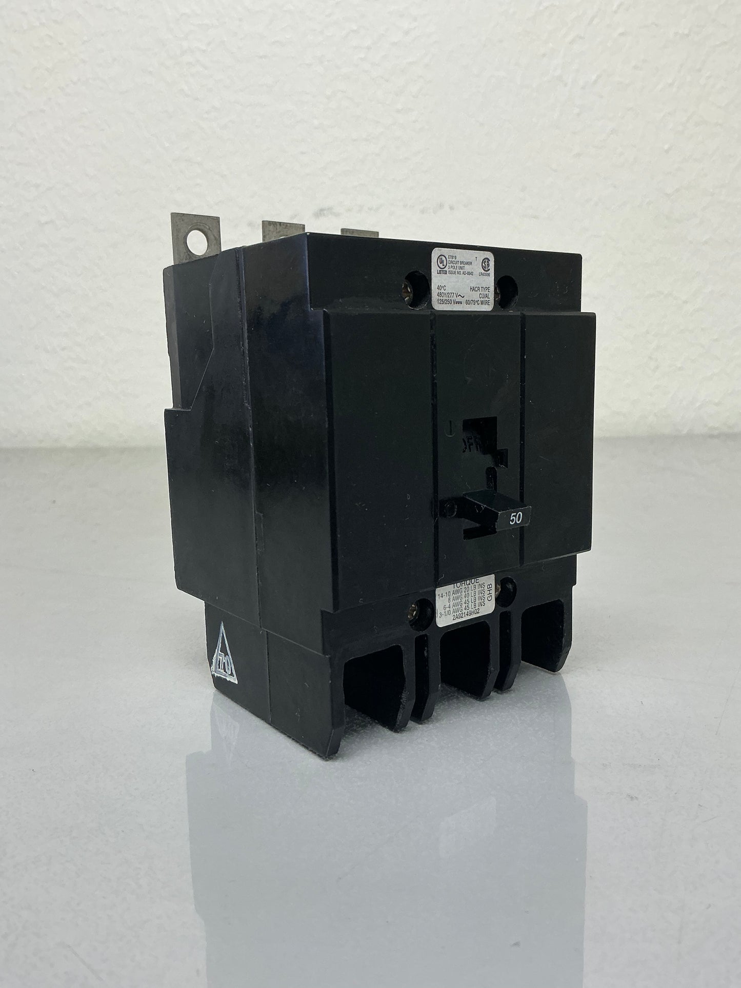 Used Eaton GHB3050 50 Amp, 3 Pole, 480 Volt Breaker
