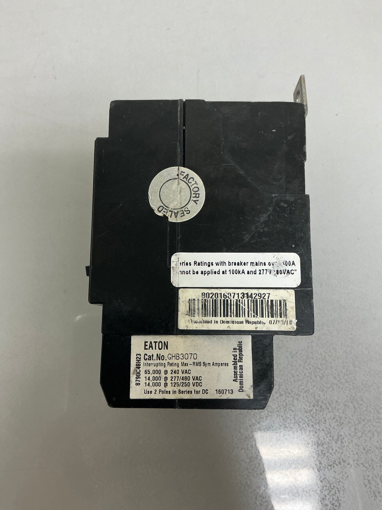 Used Eaton GHB3070 70 Amp, 3 Pole, 480 Volt Breaker