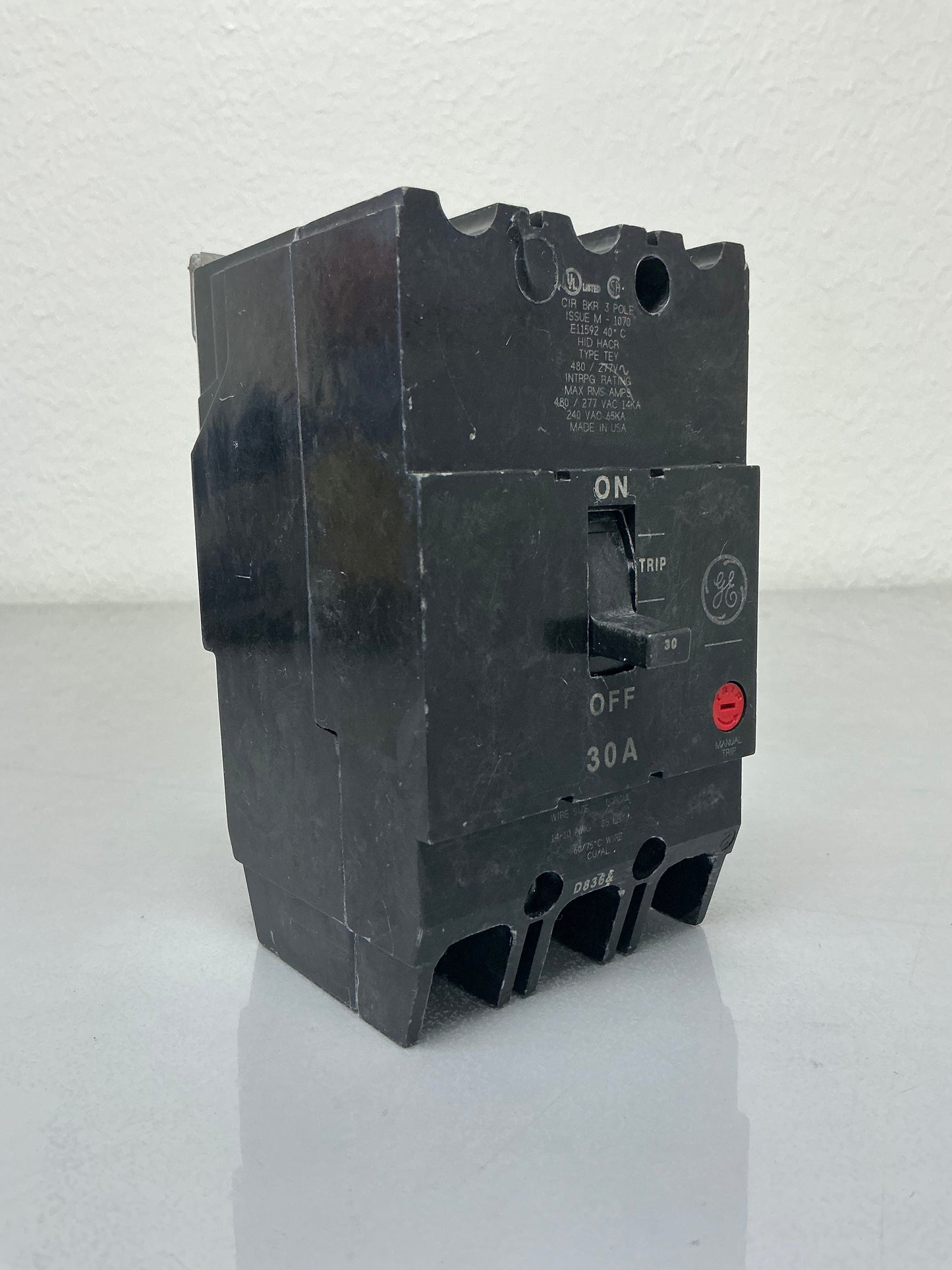 Used General Electric TEY330 30 Amp, 3 Pole, 480 Volt Breaker