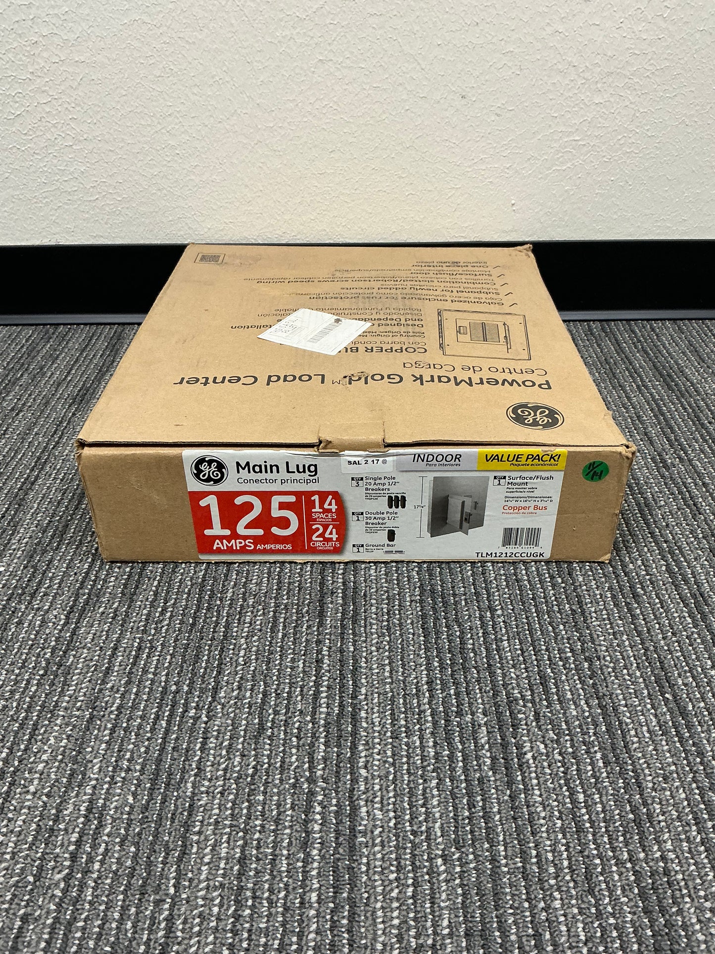 New In Box General Electric TLM1212CCUGK 125 Amp, 240 Volt, Main Breaker, 14 Circuit, Indoor Load Center