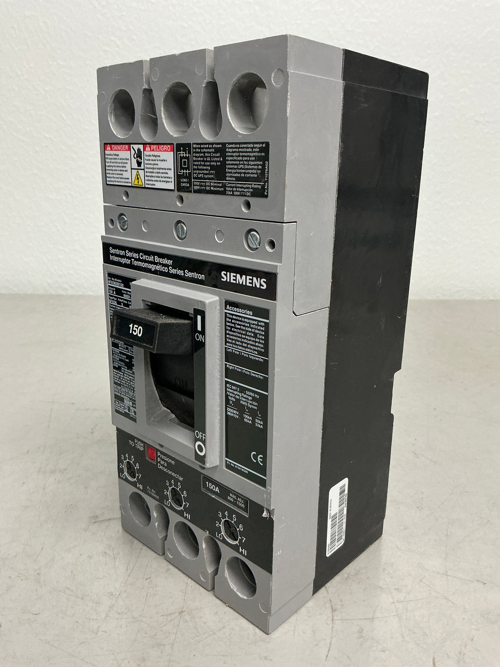 Used Siemens HFXD63B150 3 Pole, 150 Amps, 600 Volts