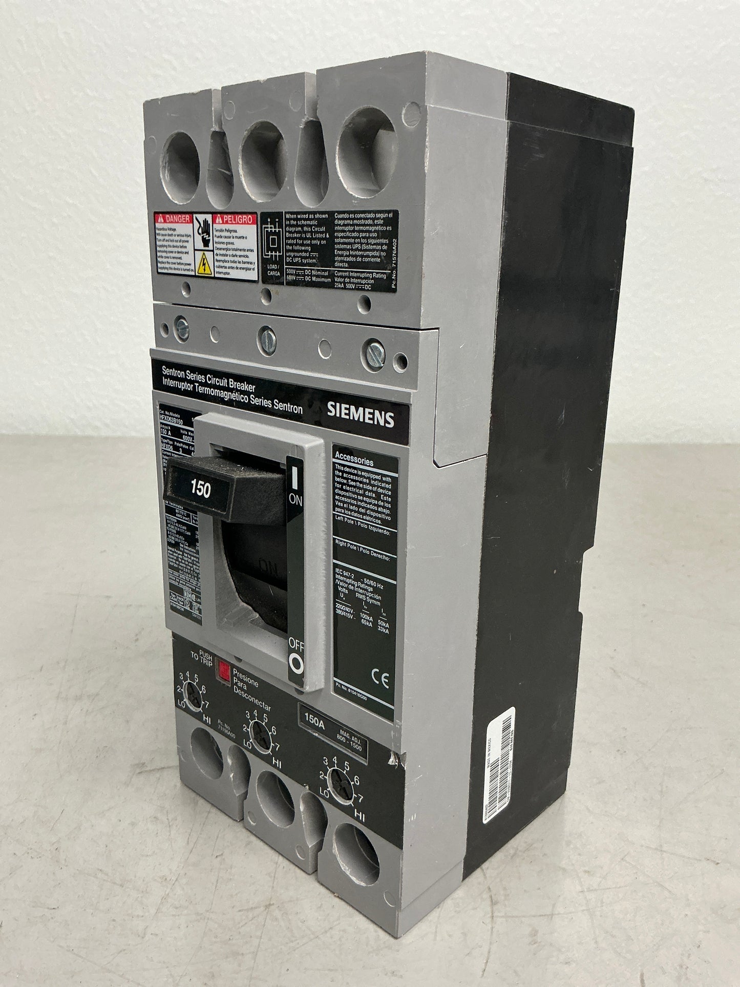 Used Siemens HFXD63B150 3 Pole, 150 Amps, 600 Volts