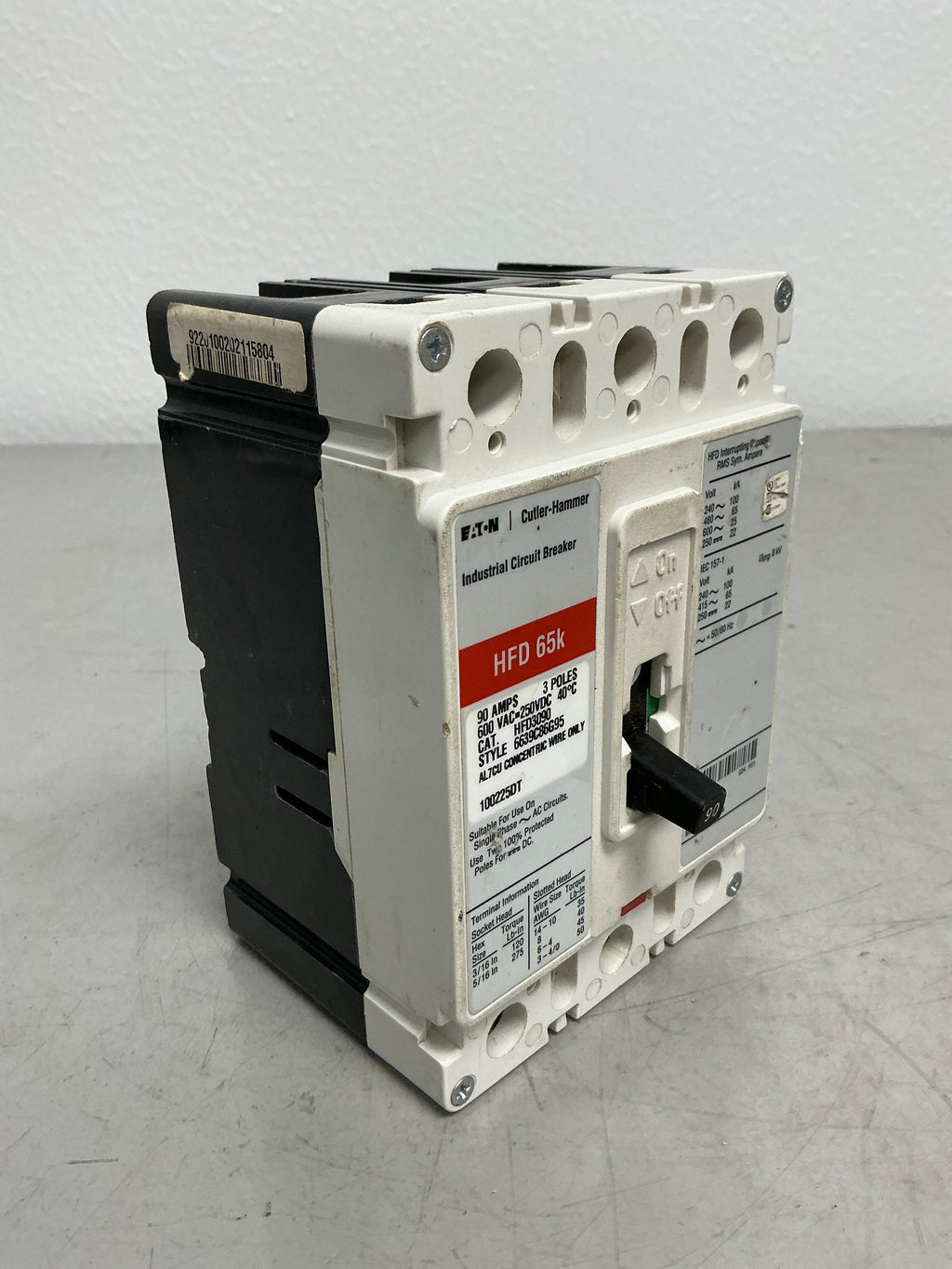 New Eaton HFD3090 3 Pole, 90 Amps, 600 Volts