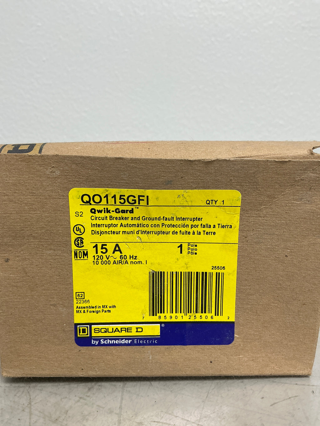New Square D QO115GFI 1 Pole, 15 Amps, 120 Volts Circuit Breaker