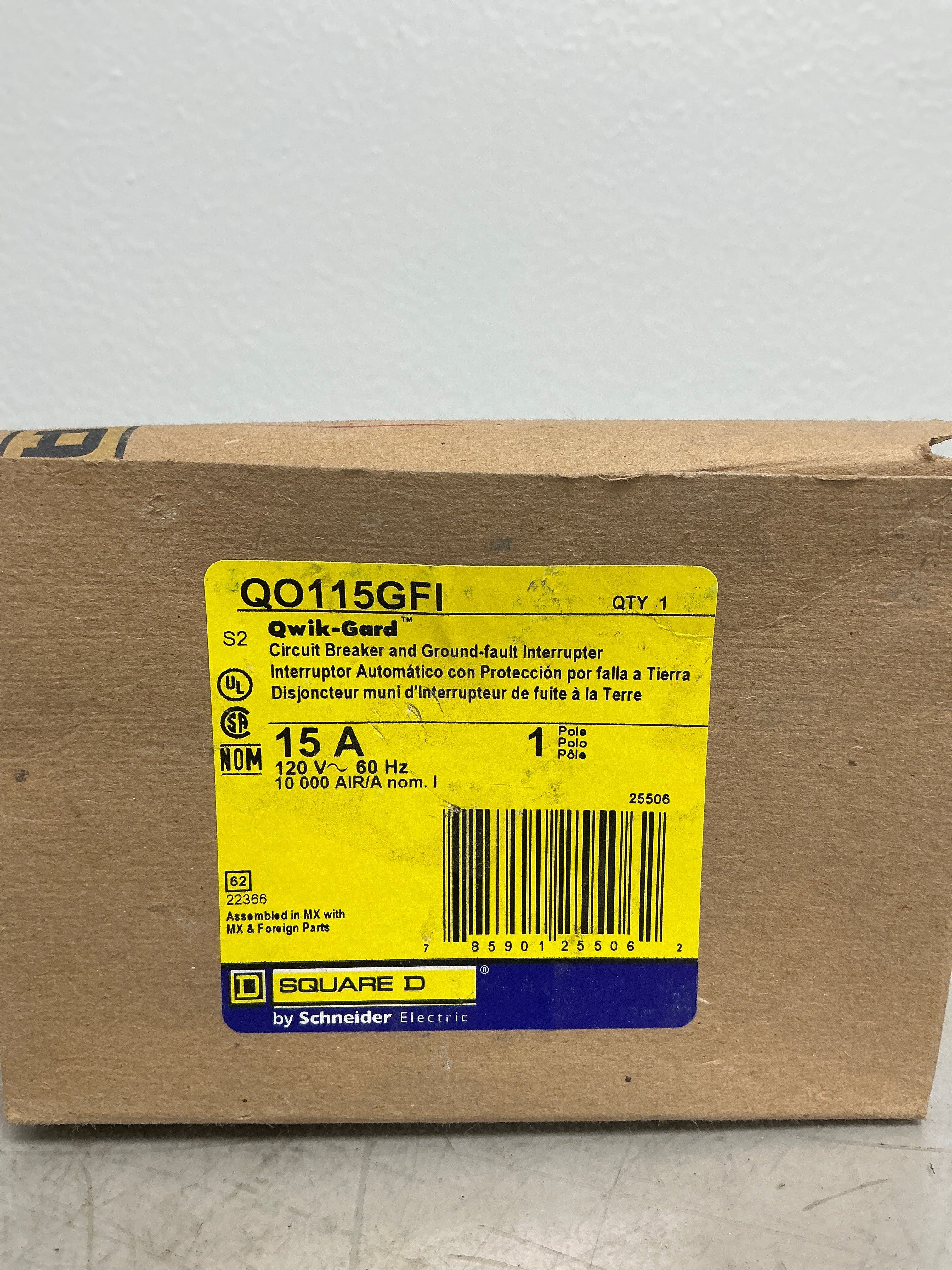 New Square D QO115GFI 1 Pole, 15 Amps, 120 Volts Circuit Breaker