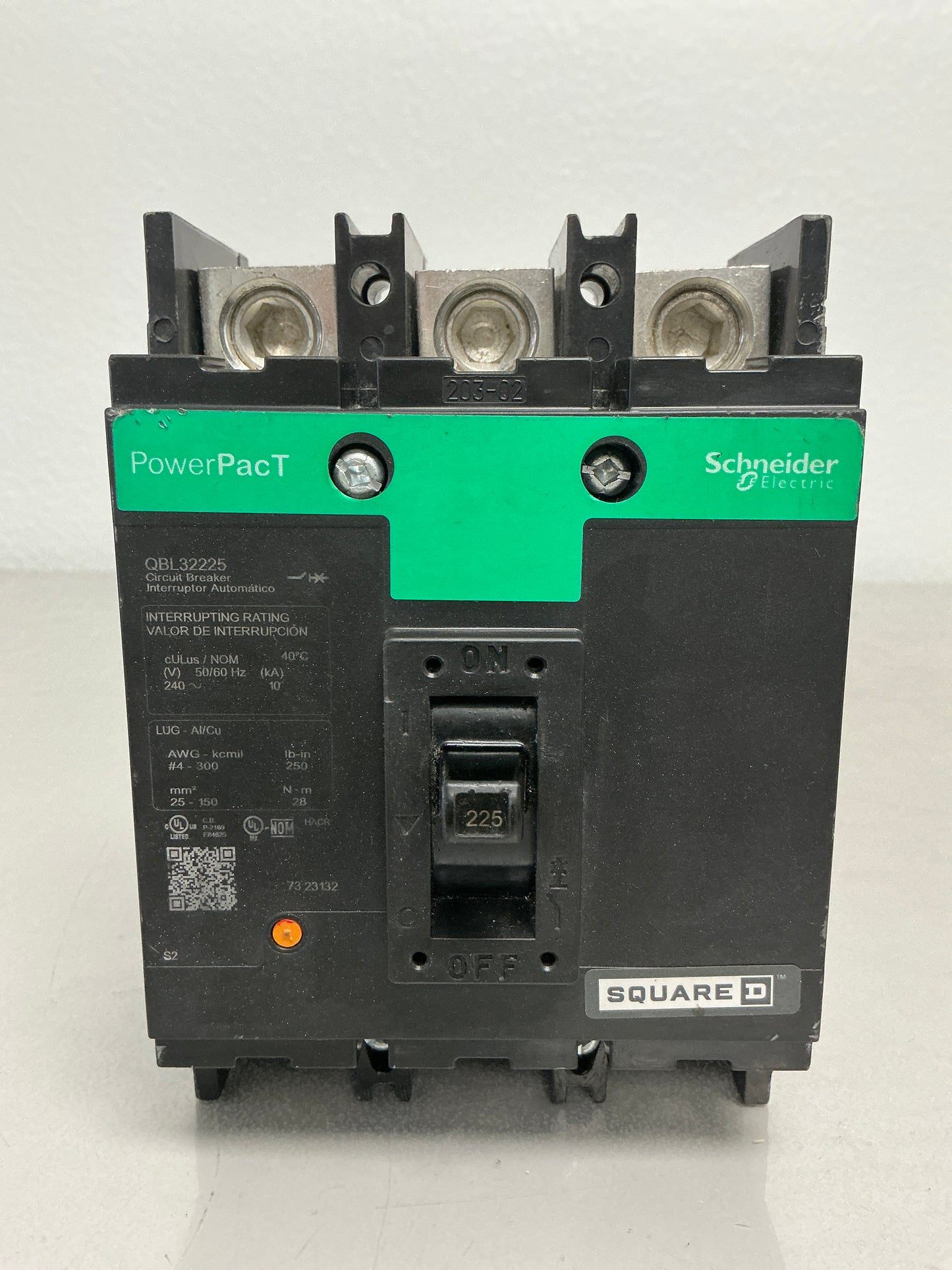 Used Square D QBL32225 225 Amps, 240 Vac, Circuit Breaker