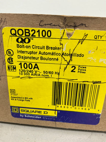 New Square D QOB2100 2 Poles, 100 Amps, 240 Volts