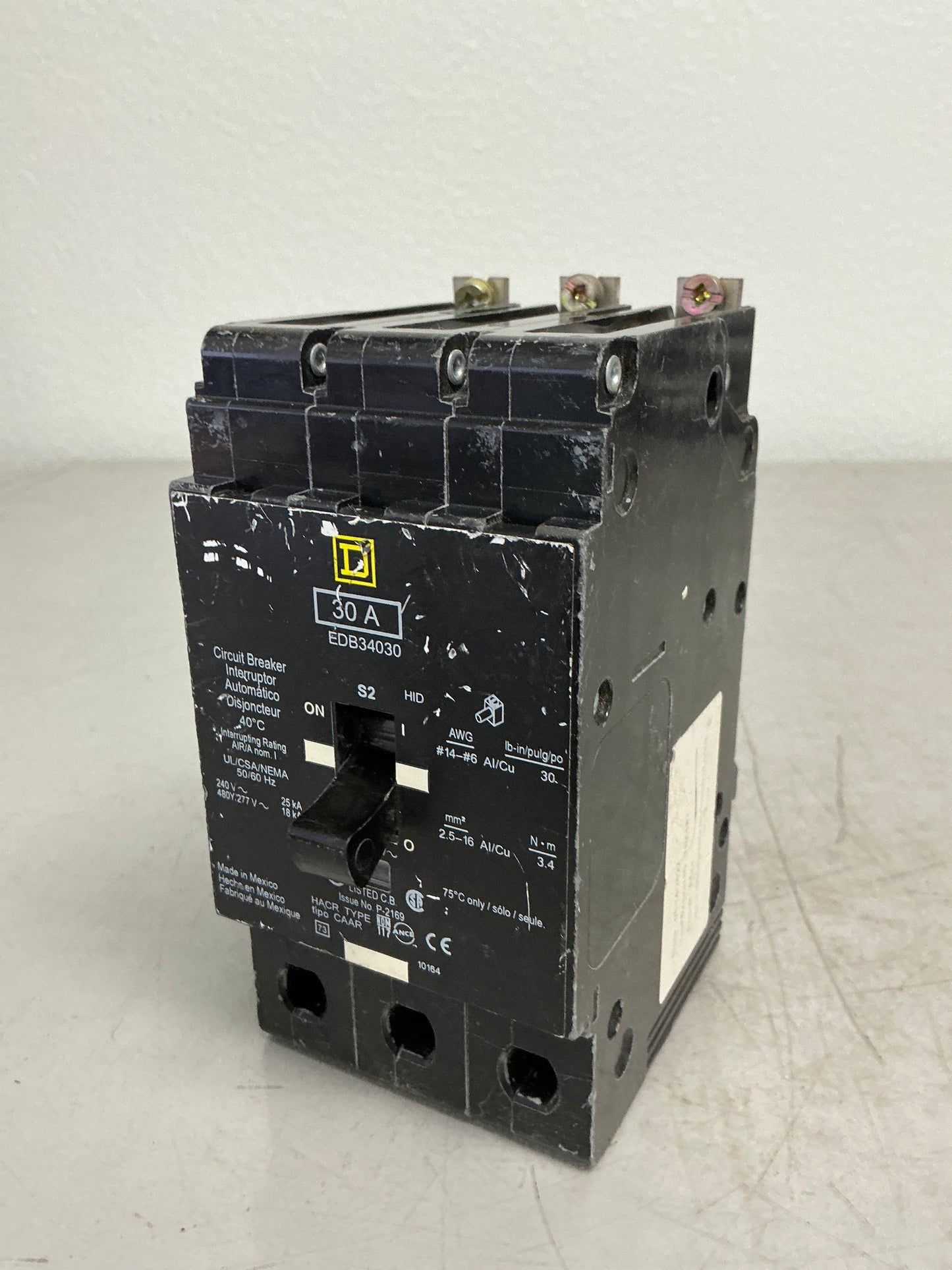Used Square D EDB34030 3 Pole, 30 Amps, 480 Volts