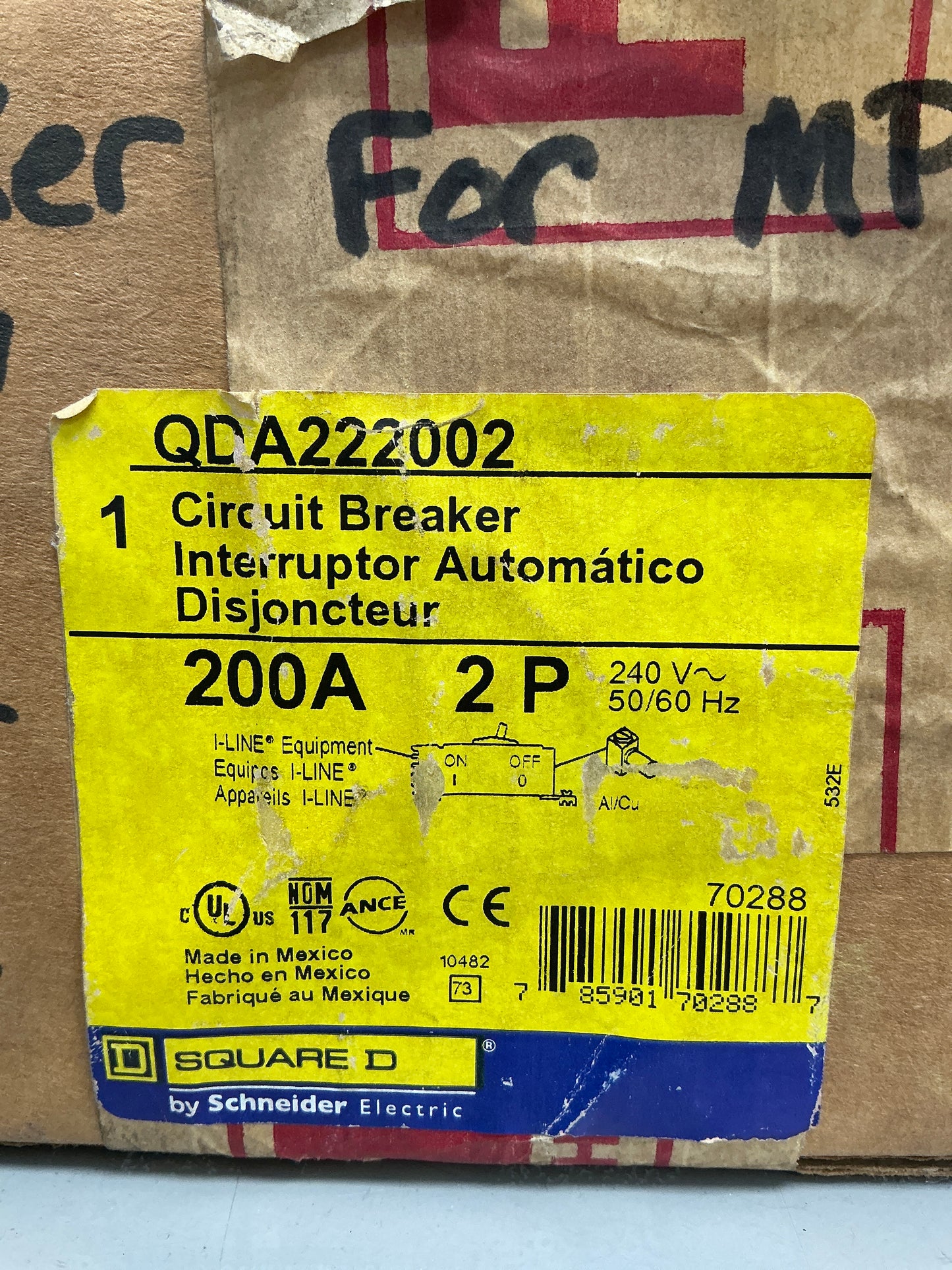 New Square D QDA222002 2 Pole, 200 Amps, 240 Volts