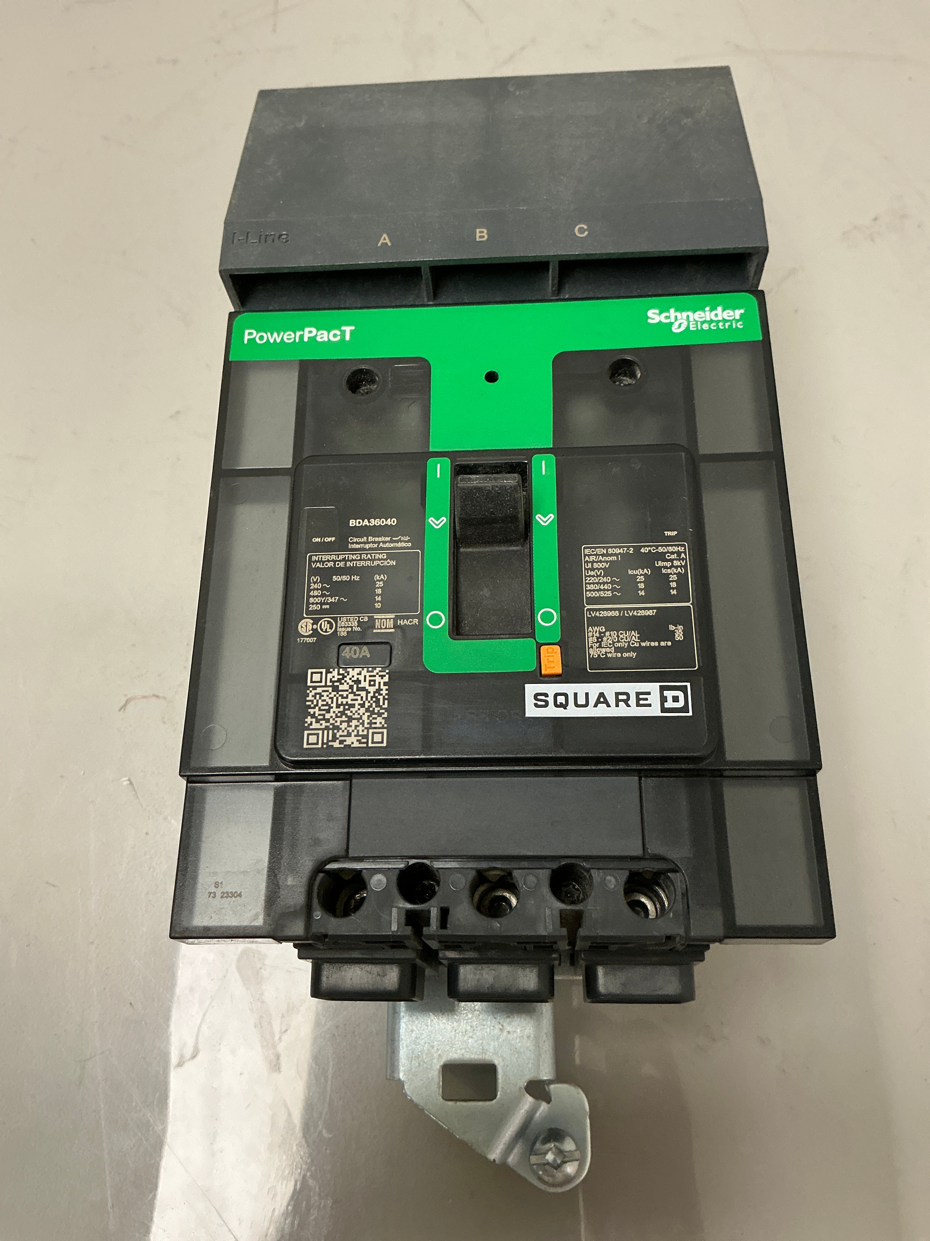 Used Square D BDA36040 3 Pole, 40 Amps, 480 Volts Circuit Breaker