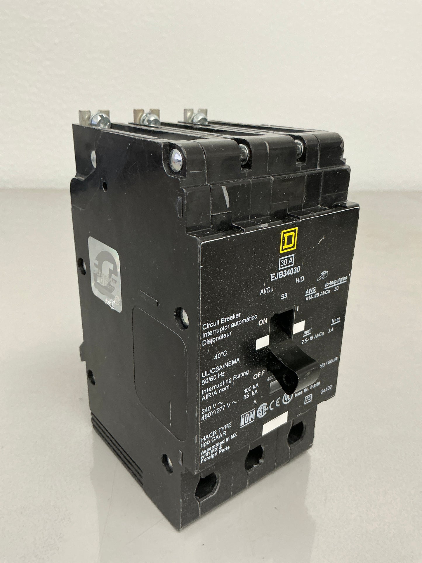 Used Square D EJB34030 3 Pole, 30 Amps, 480/277 Volts