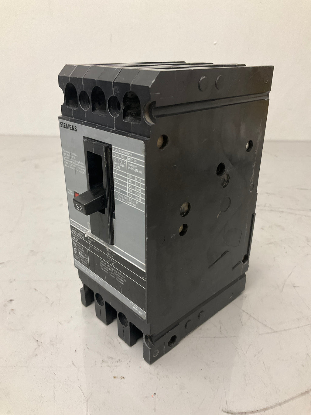 Used Siemens HED43B050 3 Pole, 50 Amps, 480 Volts Circuit Breaker
