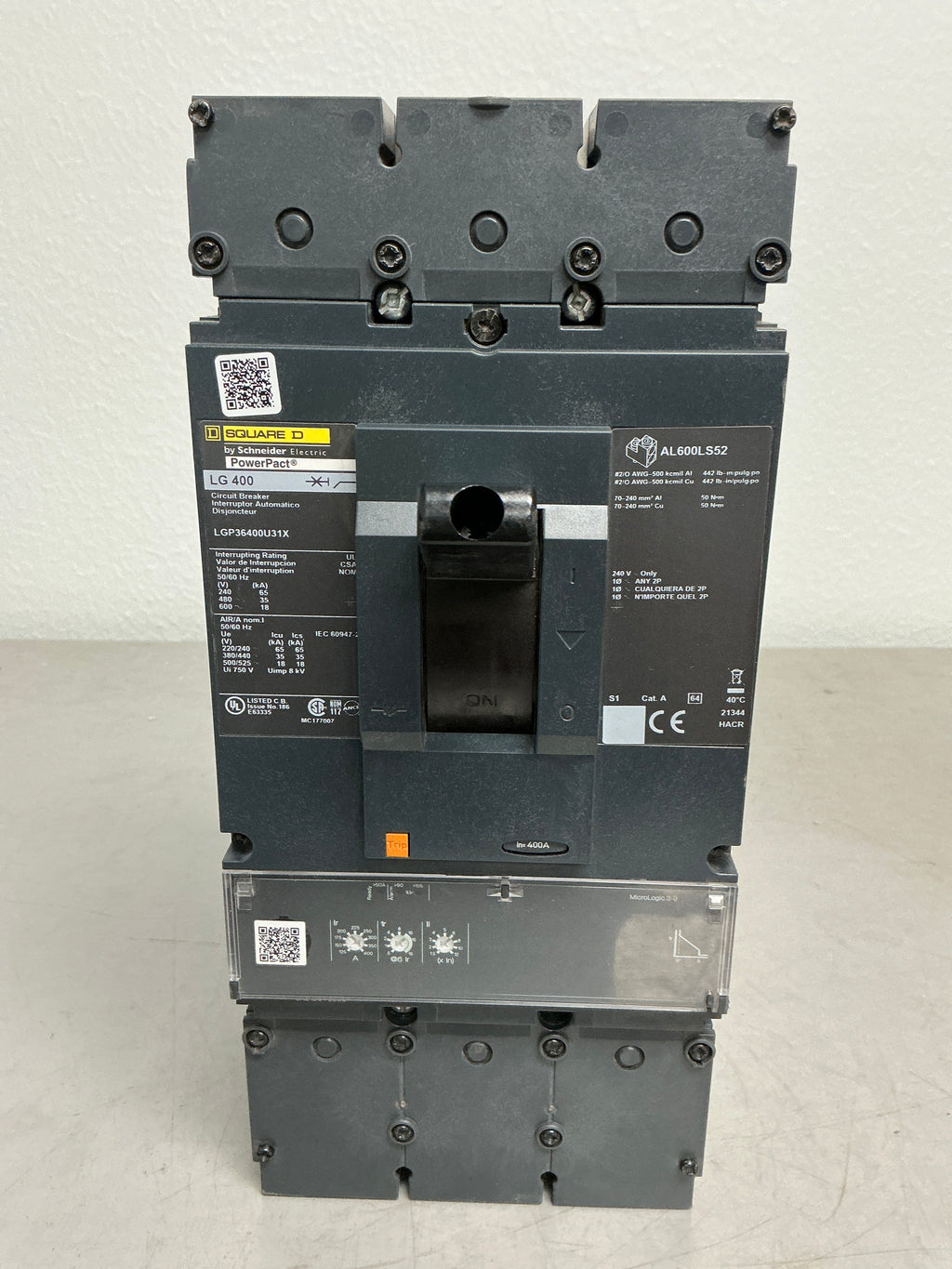 Used Square D LGP36400U31X 3 Poles, 400 Amps