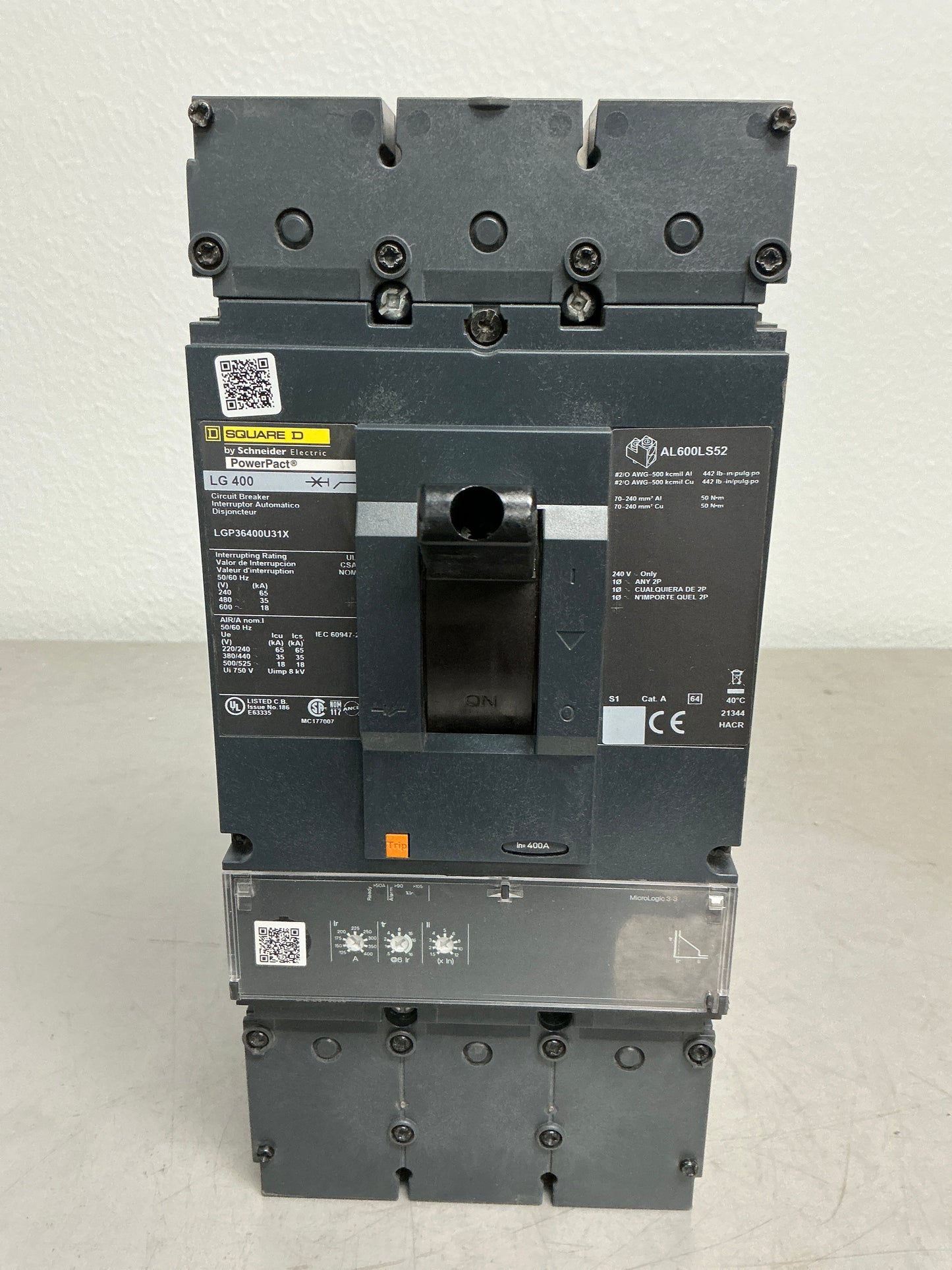 Used Square D LGP36400U31X 3 Poles, 400 Amps