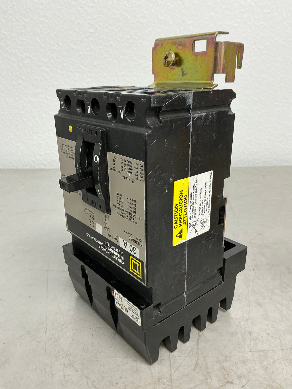 Used Square D FH36030 3 Pole, 30 Amps, 600 Volts Circuit Breaker