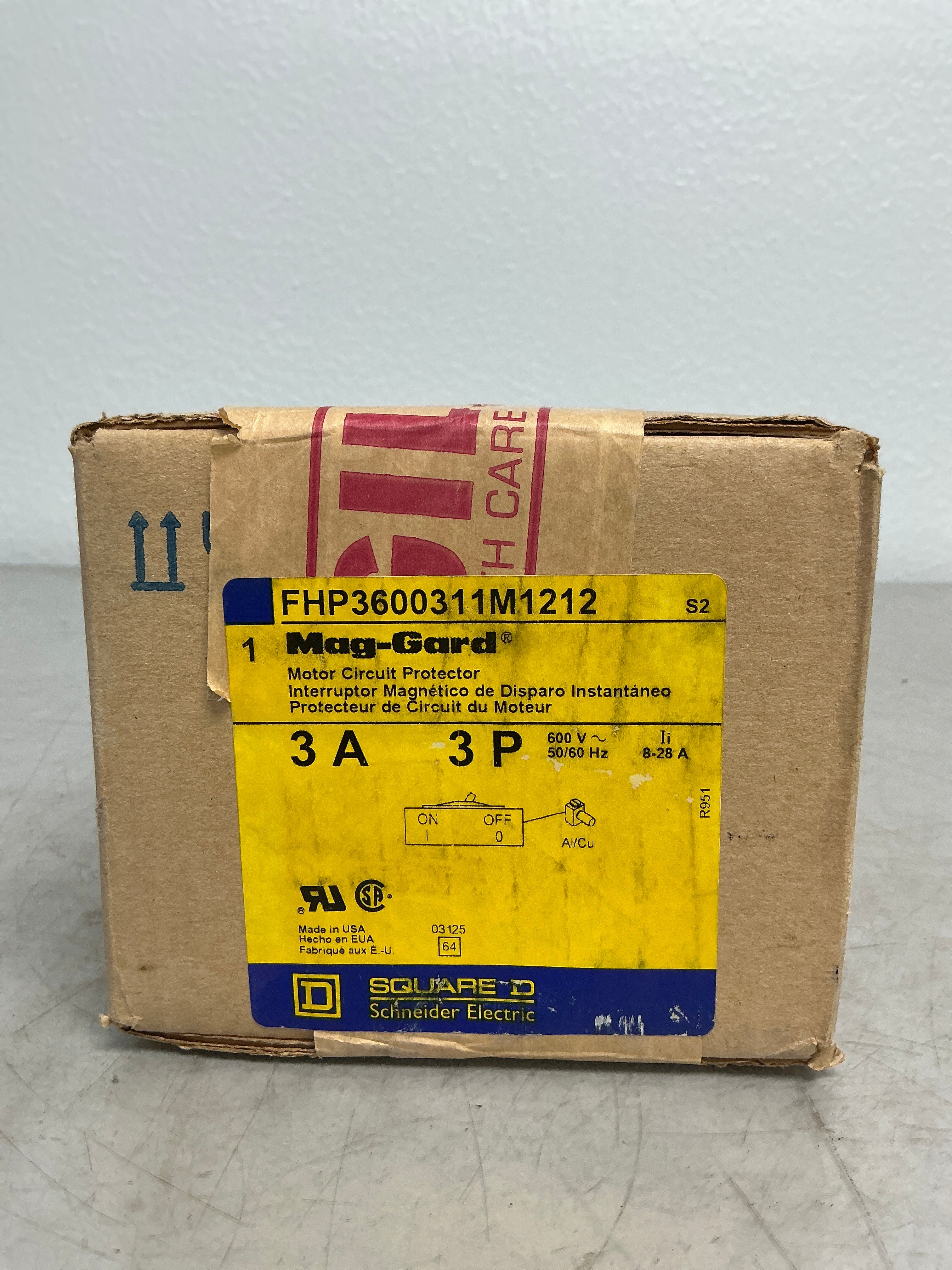 New Square D FHP3600311M1212 3 Pole, 3 Amps, 600 Volts Circuit Breaker