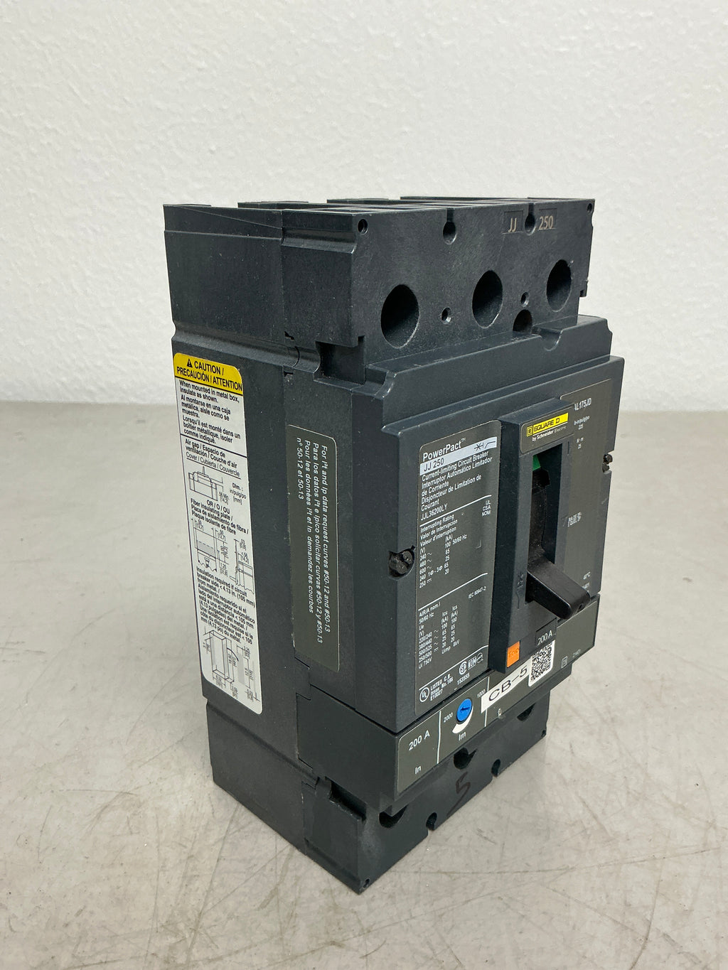 Used Square D JJL36200LY 3 Pole, 200 Amps, 600 Volts Circuit Breaker