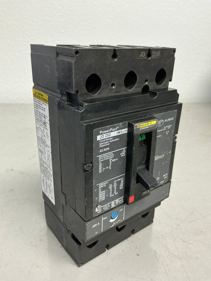 Used Square D JDL36200 3 Pole, 200 Amps, 600 Volts Circuit Breaker
