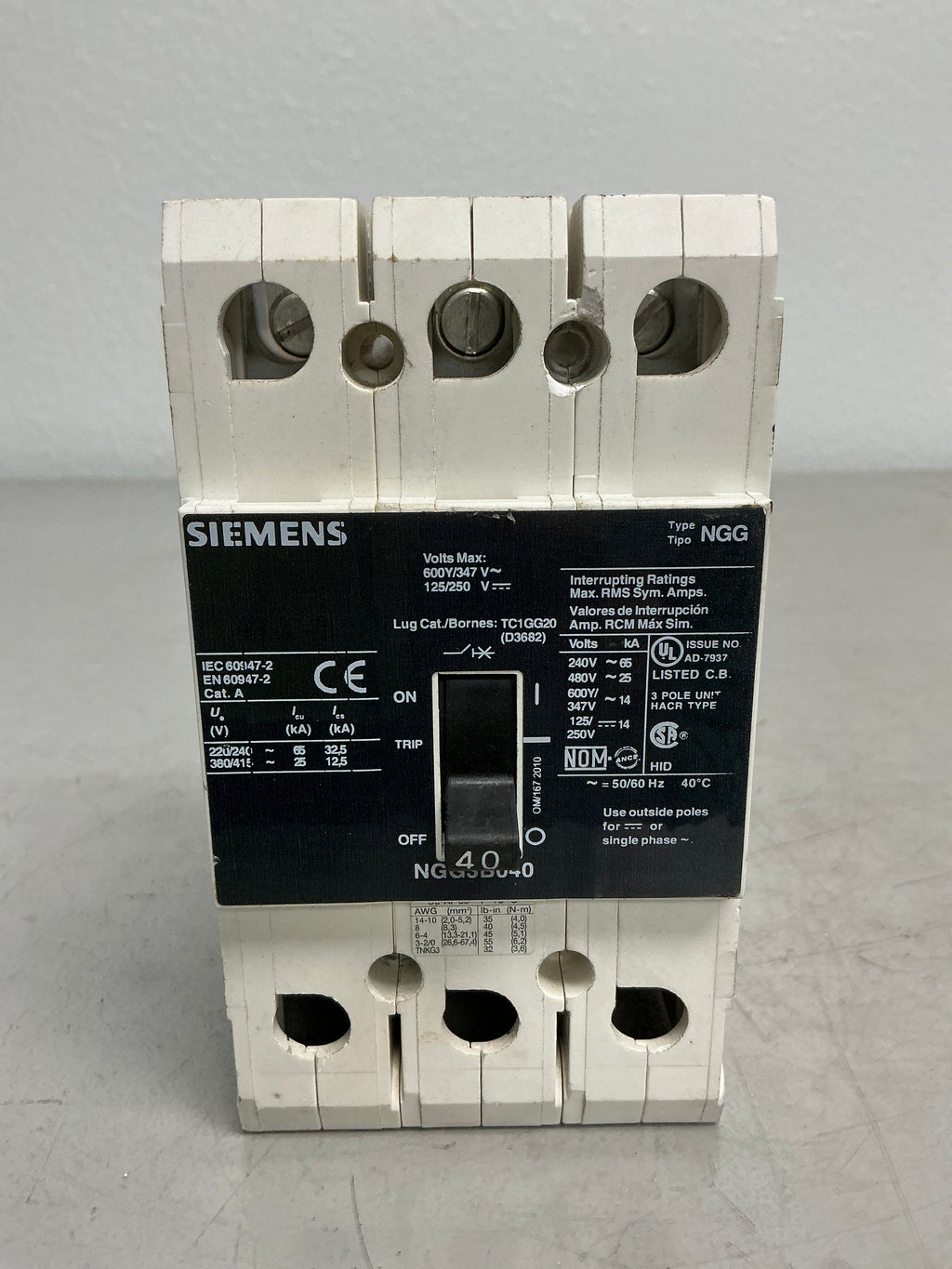 Used Siemens NGG3B040 40 Amps