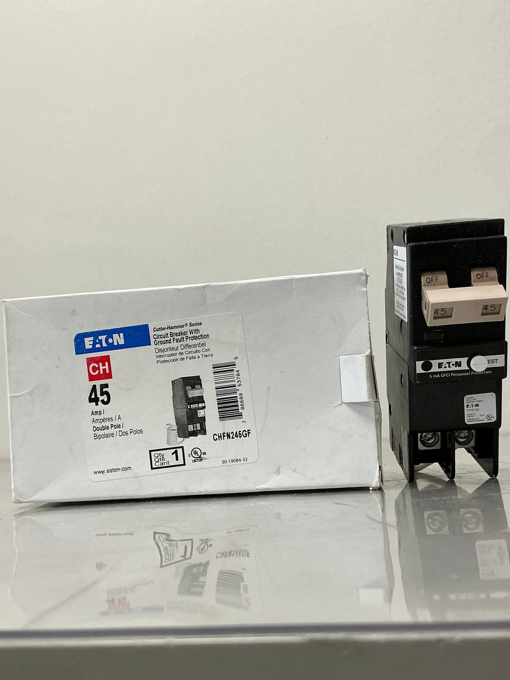New Eaton CHFN245GF 2 Pole, 45 Amps, 120/240 Volt Circuit Breaker