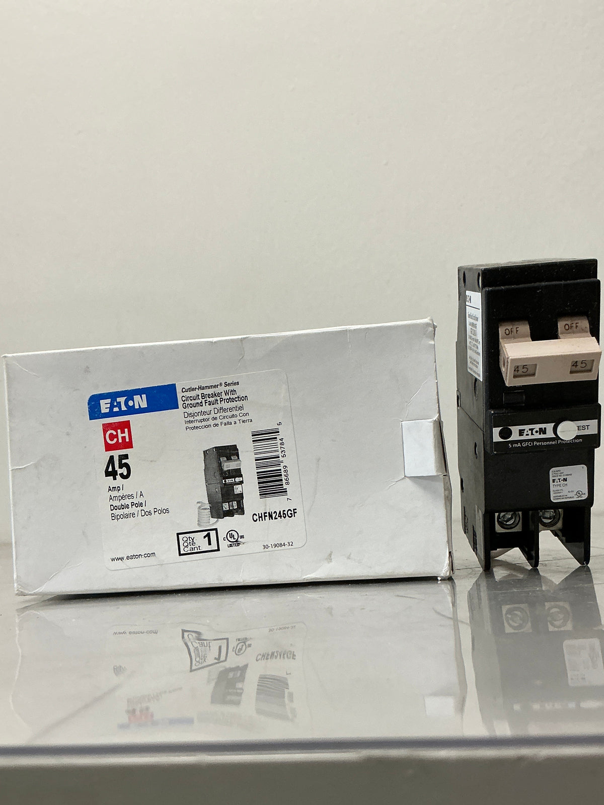 New Eaton CHFN245GF 2 Pole, 45 Amps, 120/240 Volt Circuit Breaker