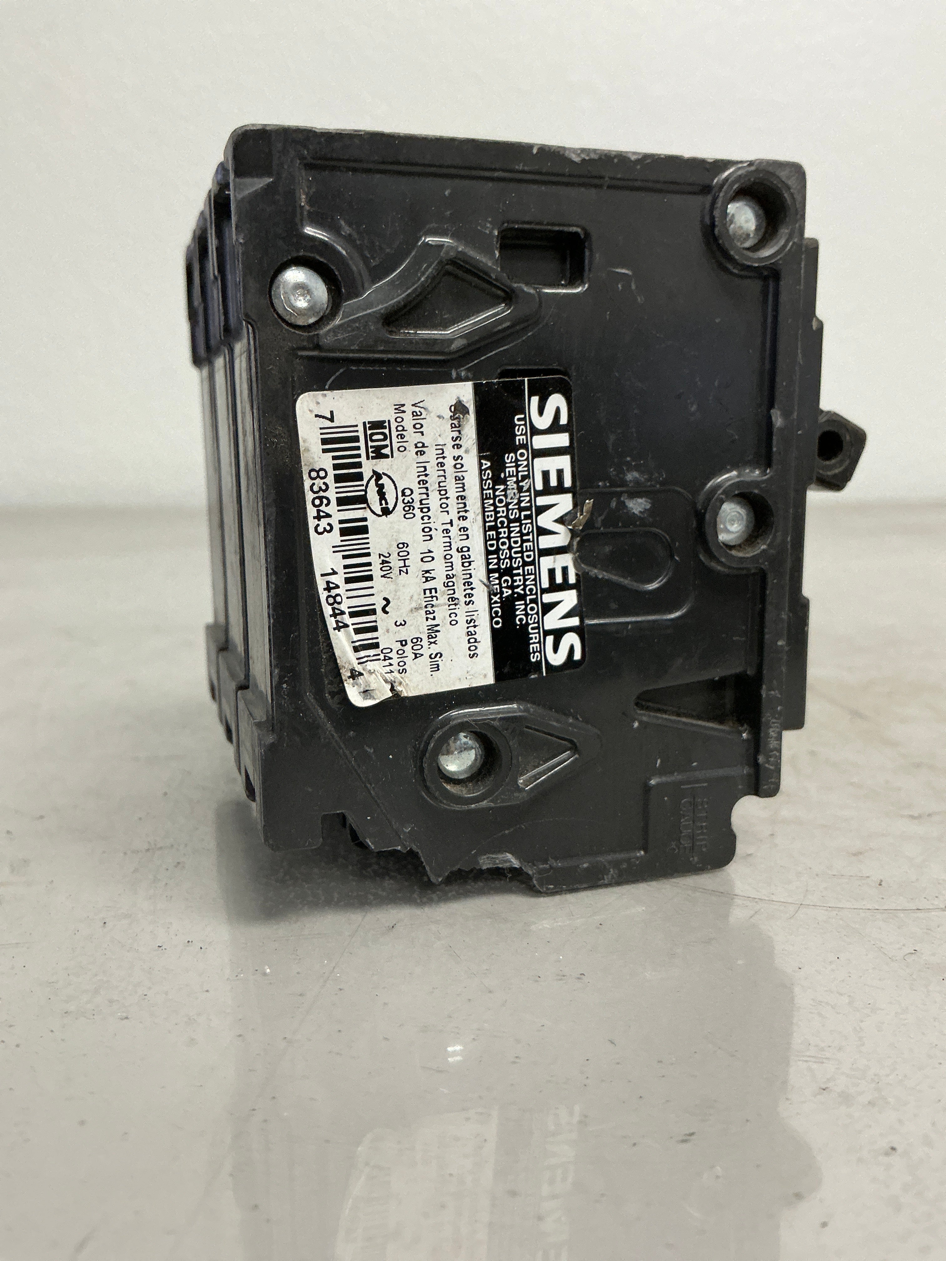 *CHIPPED* Used Q360 3 Pole, 60 Amps, 240 Volts