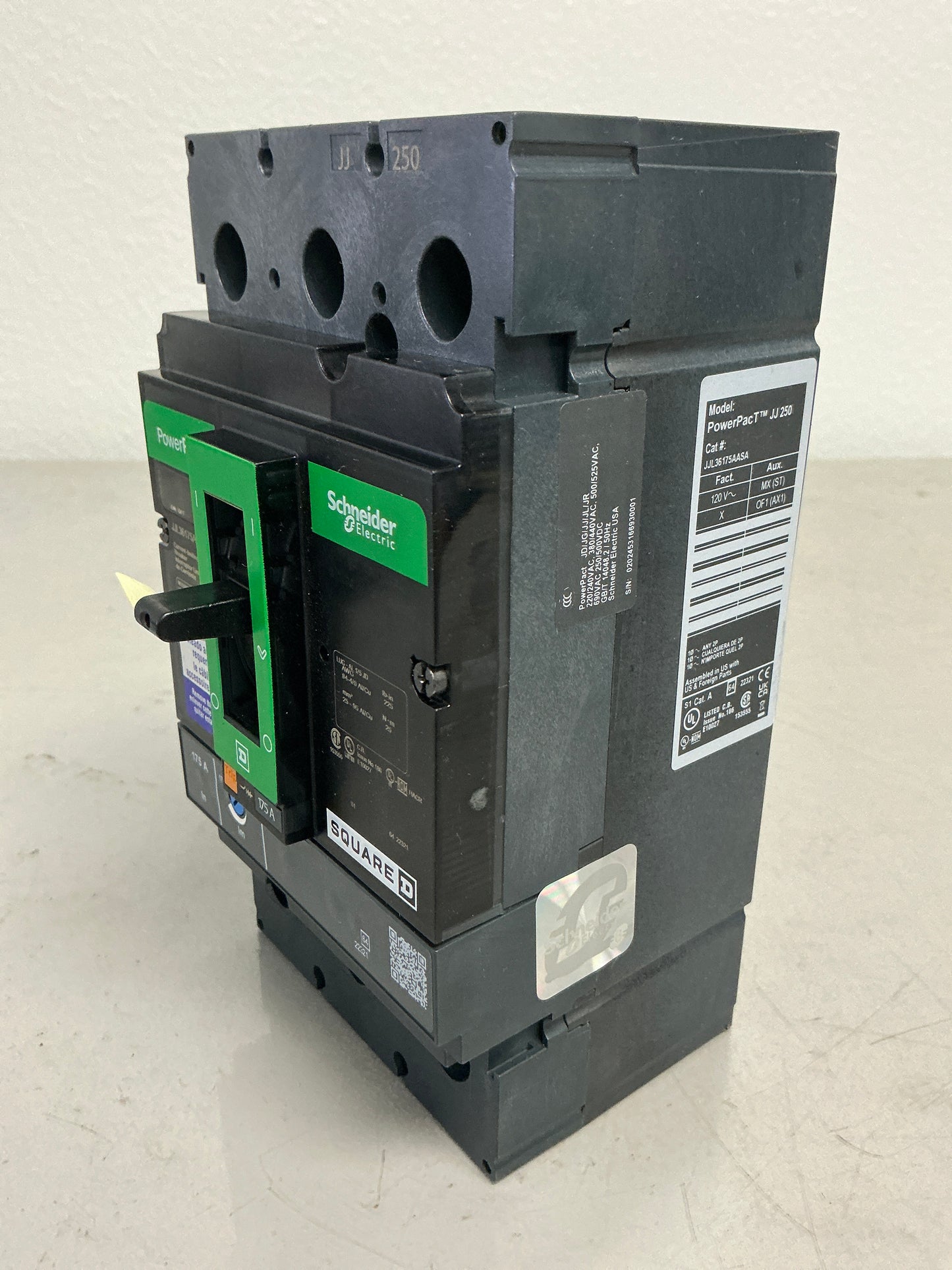 Used Square D JJL36175AASA 3 Pole, 175 Amps Circuit Breaker