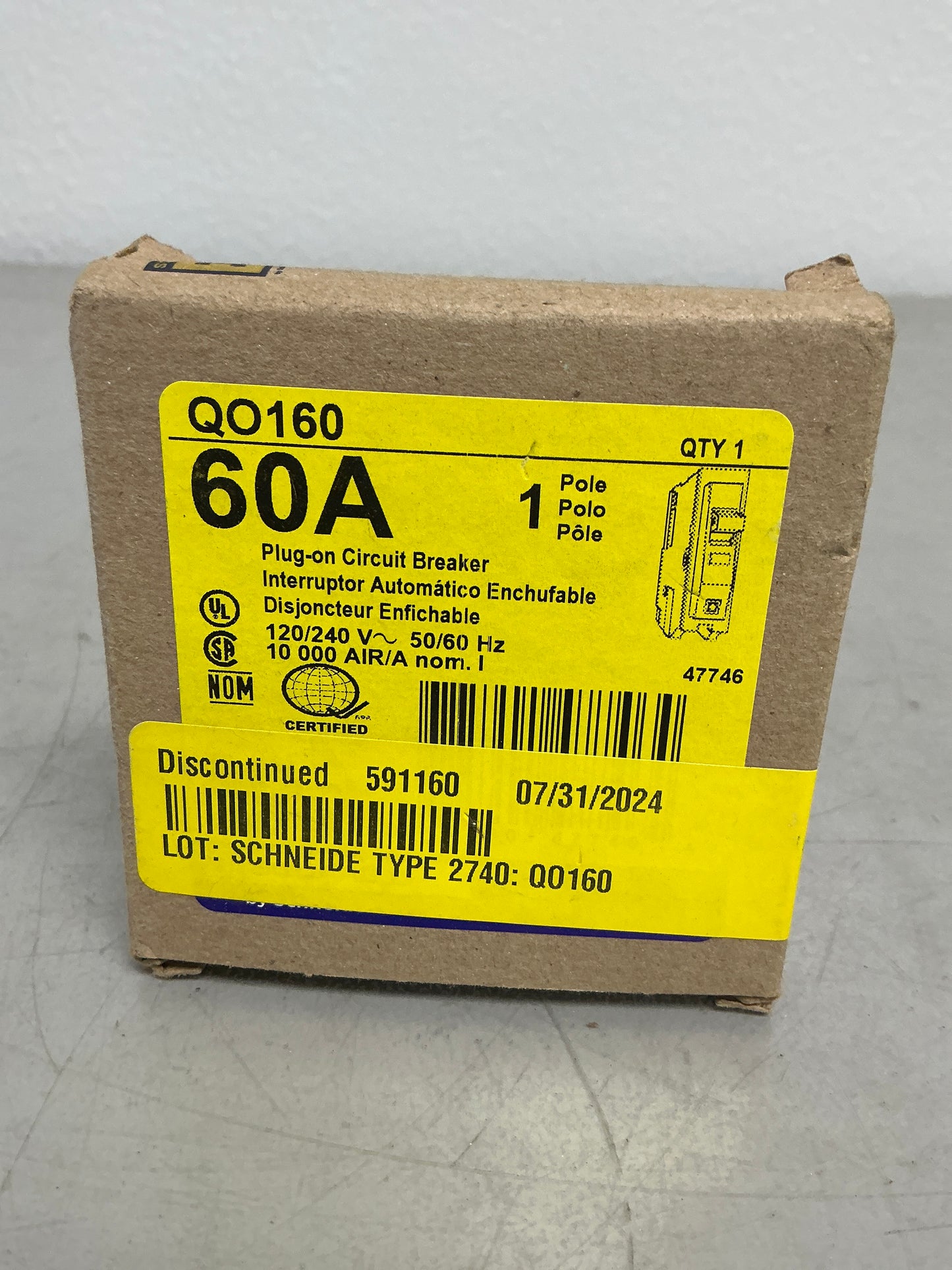 New Square D QO160 1 Pole, 60 Amps, 240 Volts