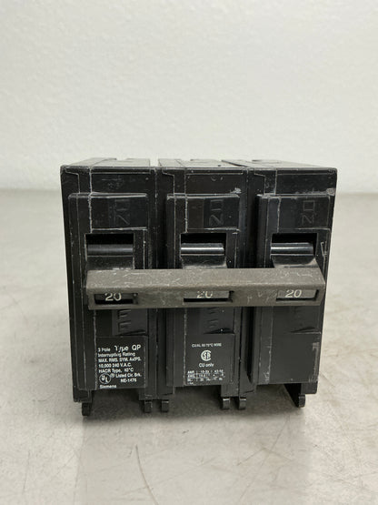 Used Q320 3 Pole, 20 Amps, 240 Volts Circuit Breaker