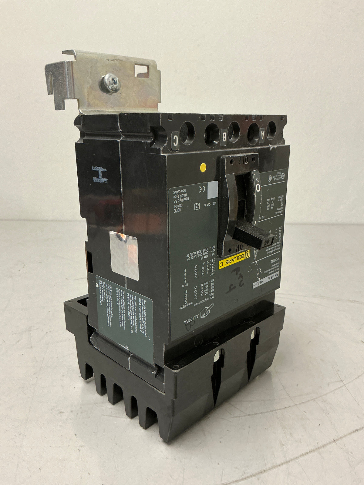 Used Square D FH36045 3 Pole, 45 Amps, 600 Volts Circuit Breaker