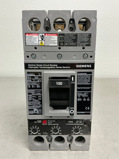 Used Siemens HFXD63B150 3 Pole, 150 Amps, 600 Volts