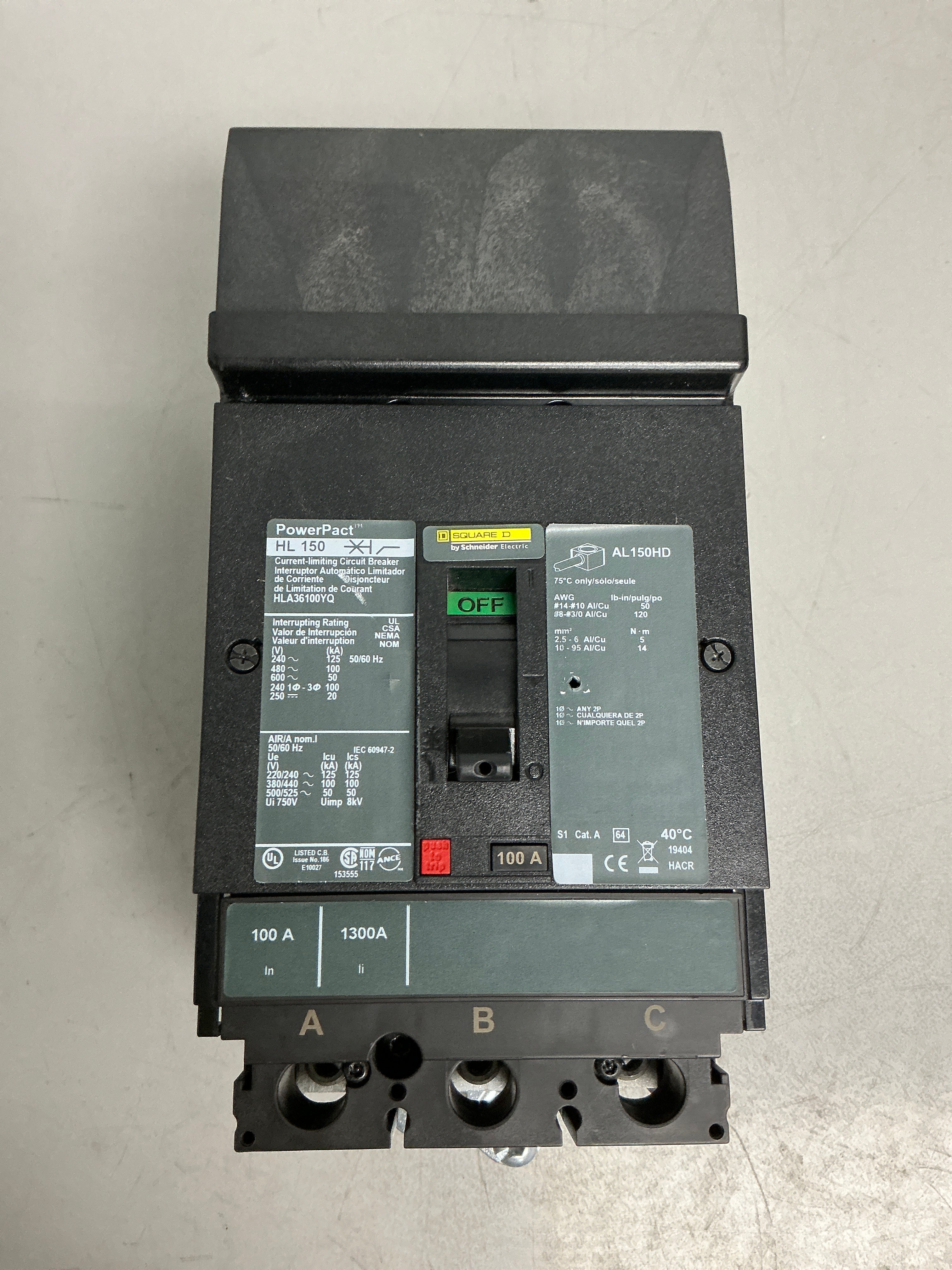 Used Square D HLA36100YQ 3 Pole, 100 Amps