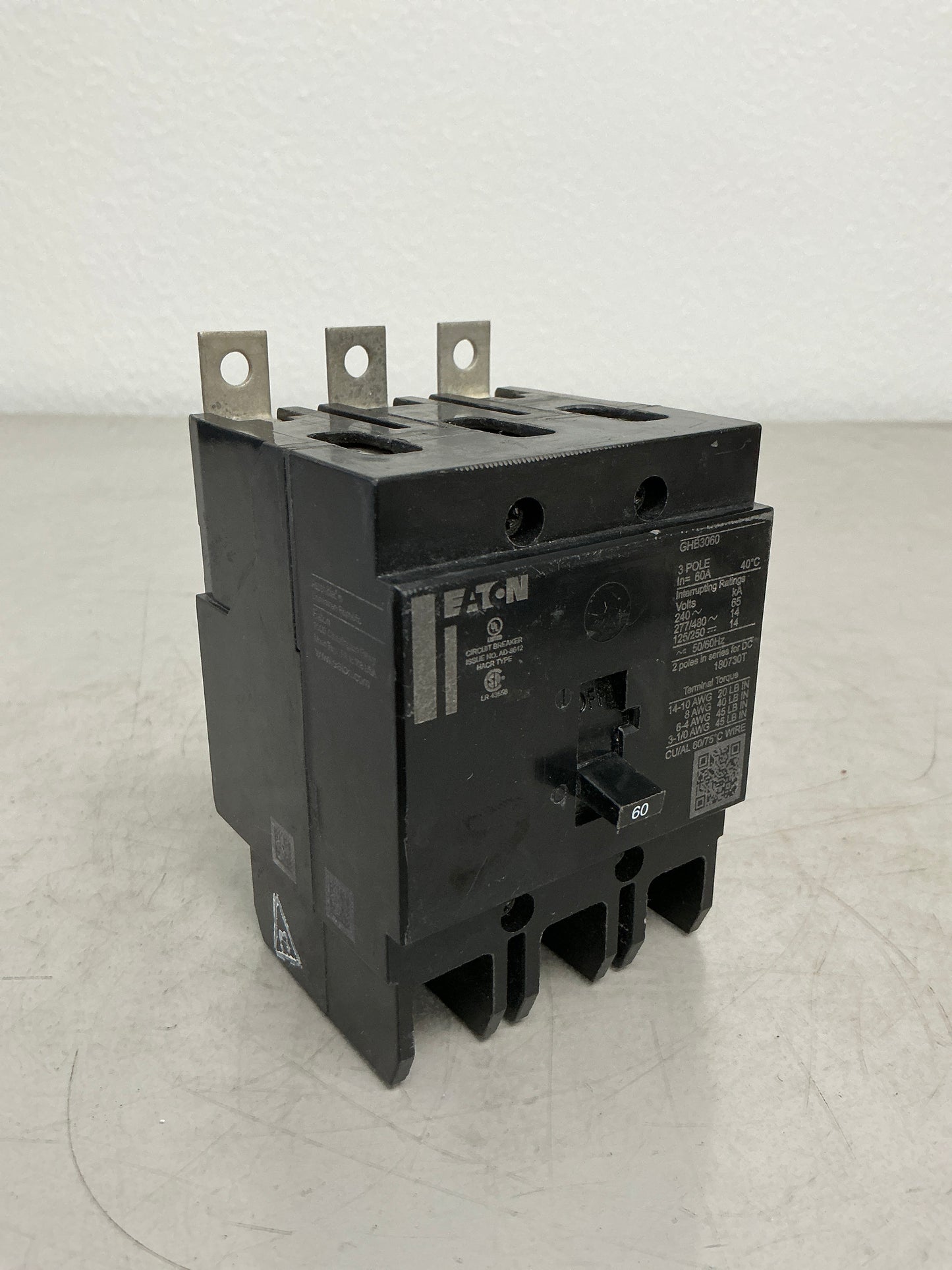 New Eaton GHB3060 3 Pole, 60 Amps, 480 Volts