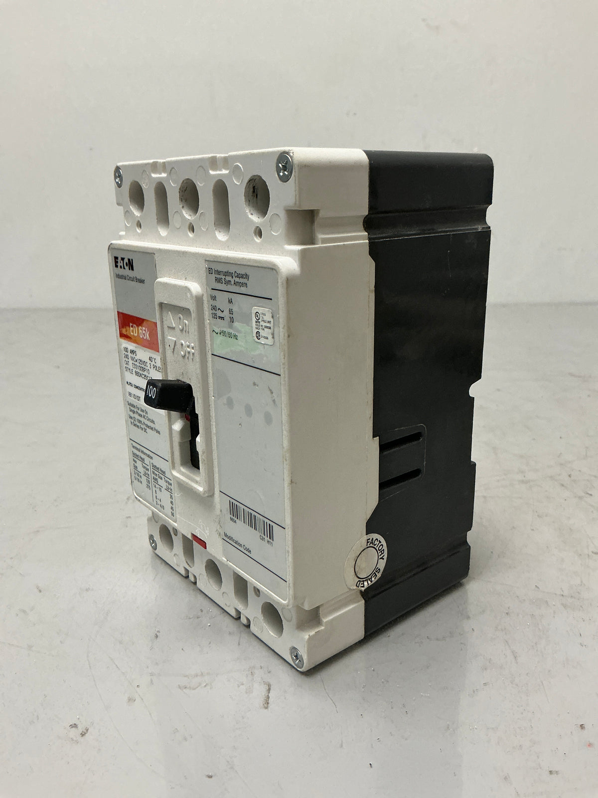 Used Eaton ED3100 3 Pole, 100 Amps, 240 Volts Circuit Breaker