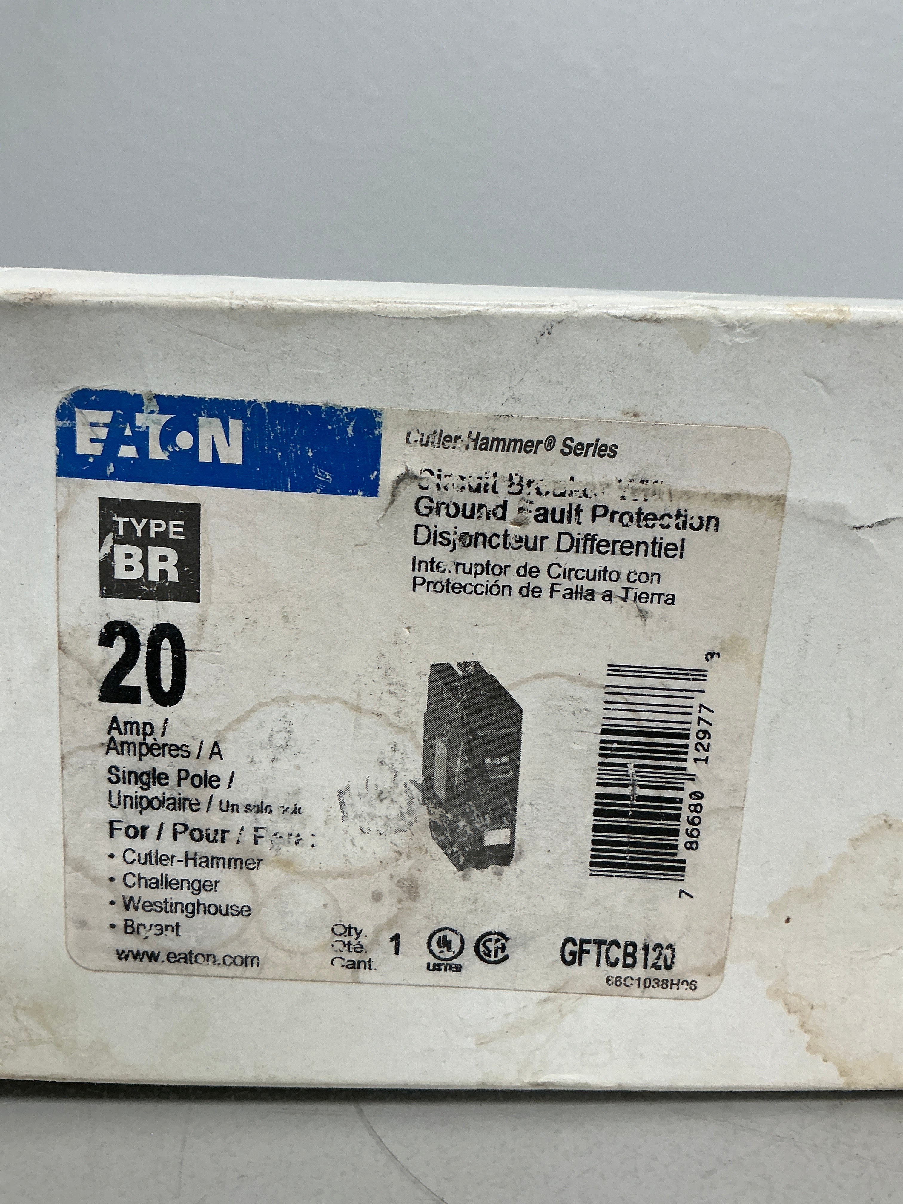 New Eaton GFTCB120 1 Pole, 20 Amps