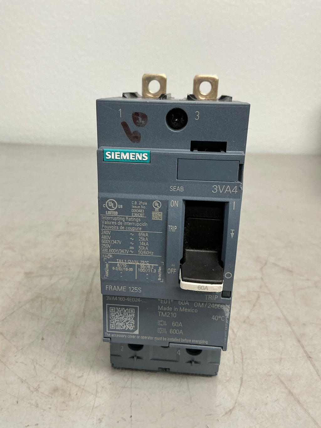 New Siemens 3VA4160-4ED24-0AA0 3 Pole, 60 Amps, Circuit Breaker