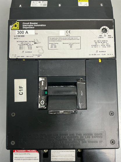 Used Square D LC36300 300 Amps, 600 Volts, 3 Poles, Breaker