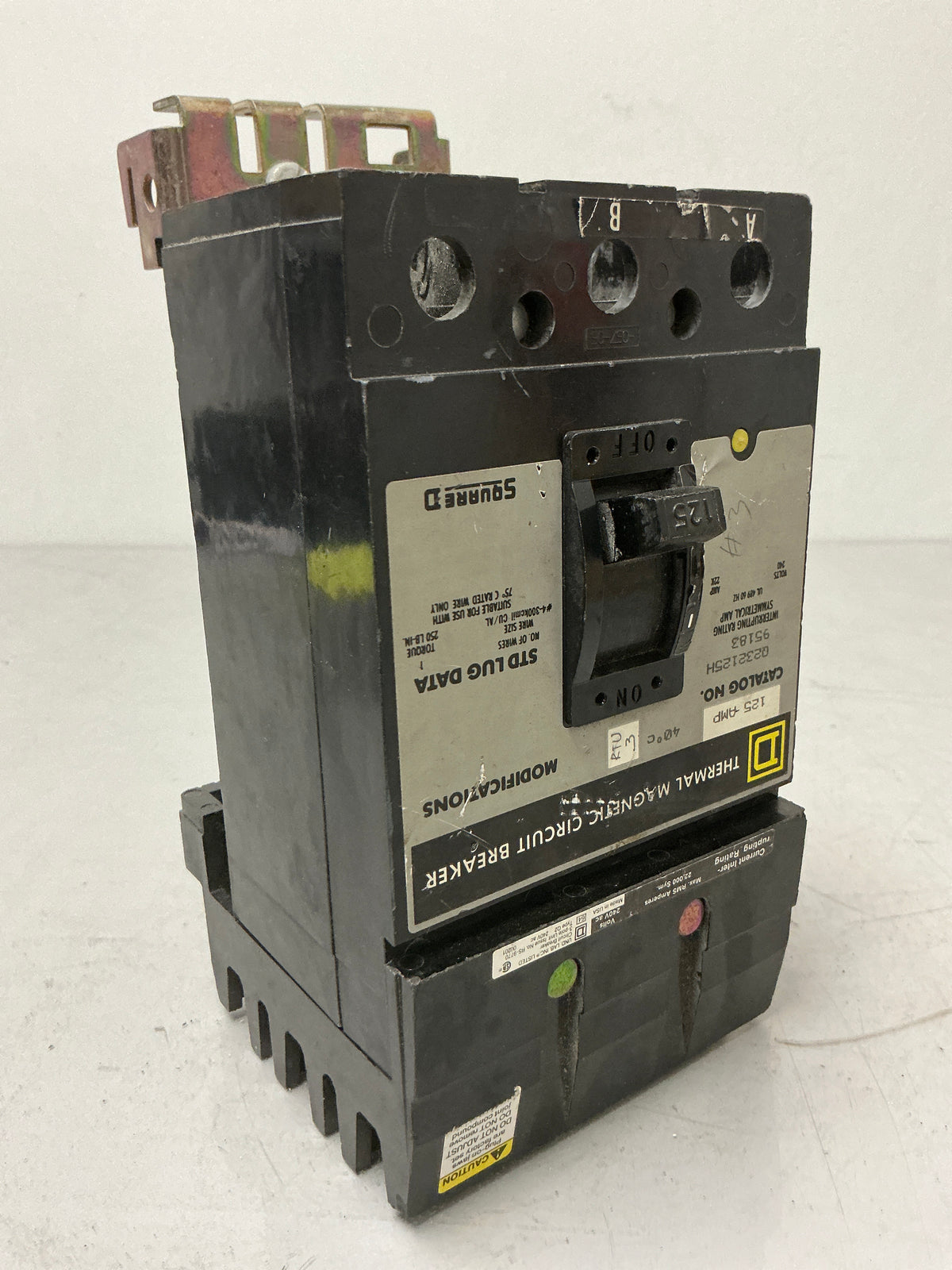 Used Square D Q232125 3 Pole, 125 Amps, 240 Volts Circuit Breaker