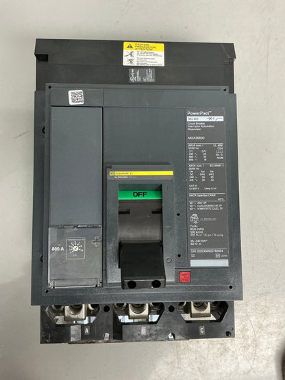 Used Square D MGA36800 3 Pole, 800 Amps, 600 Volt Circuit Breaker